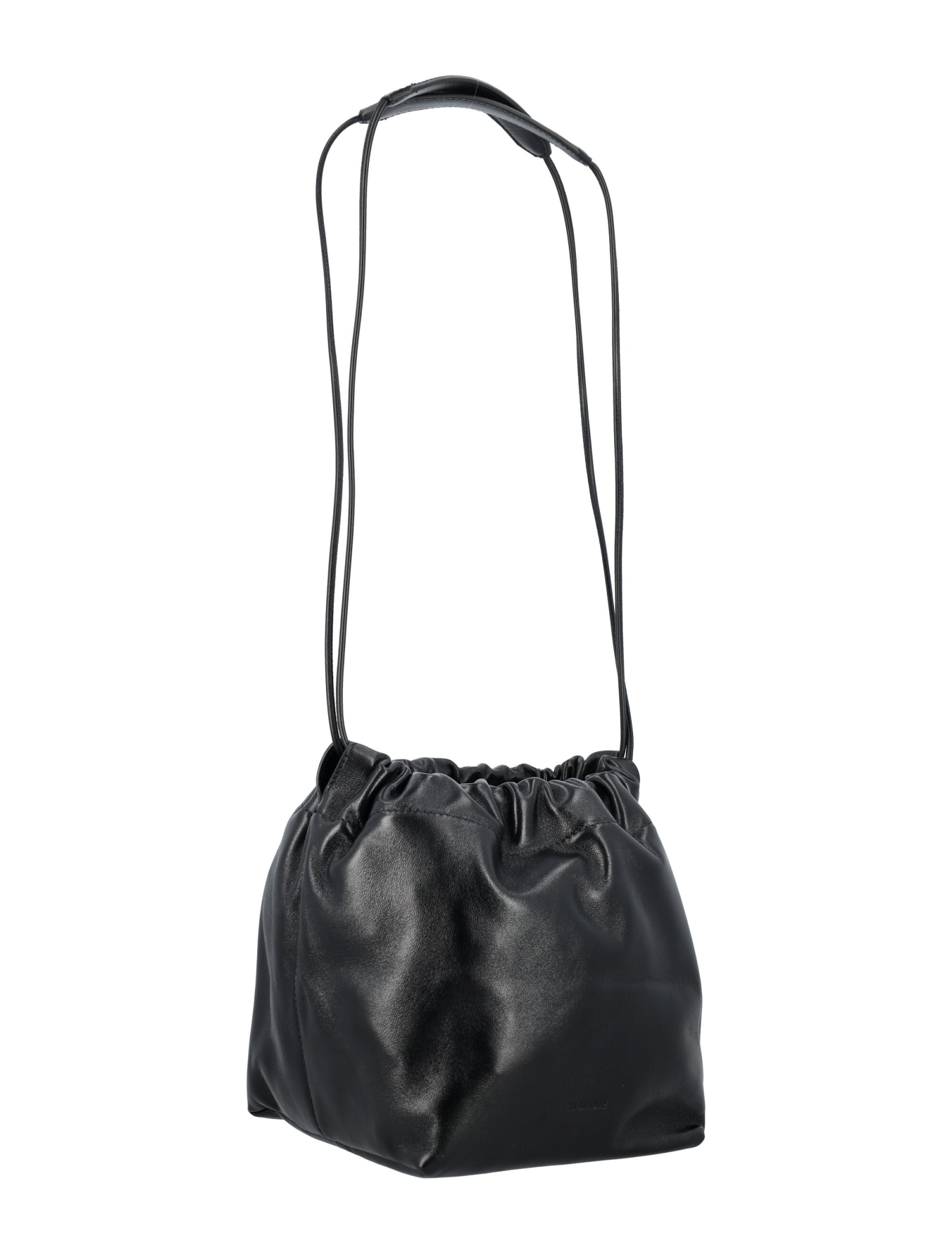 Bottega Veneta Women Drawstring Bag Black Leather Zip Buckle Bucket Hobo  Medium