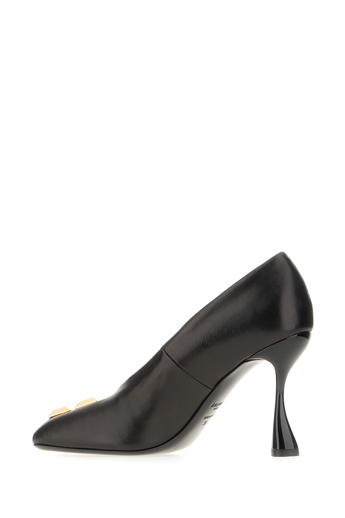 Shop Balmain Black Leather Pumps In Noir