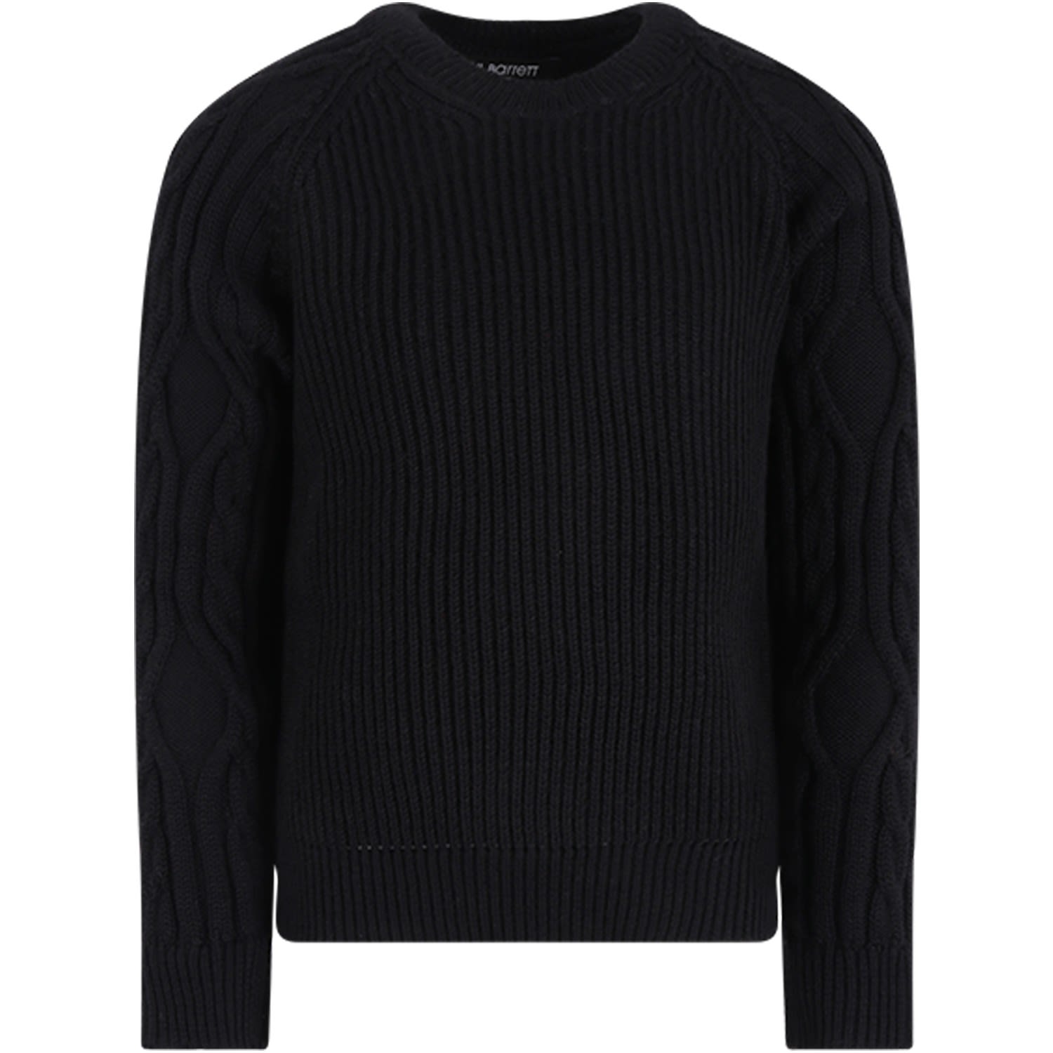 Neil Barrett Neil Barrett Black Sweater Boy With Cable-knit Sleeves ...
