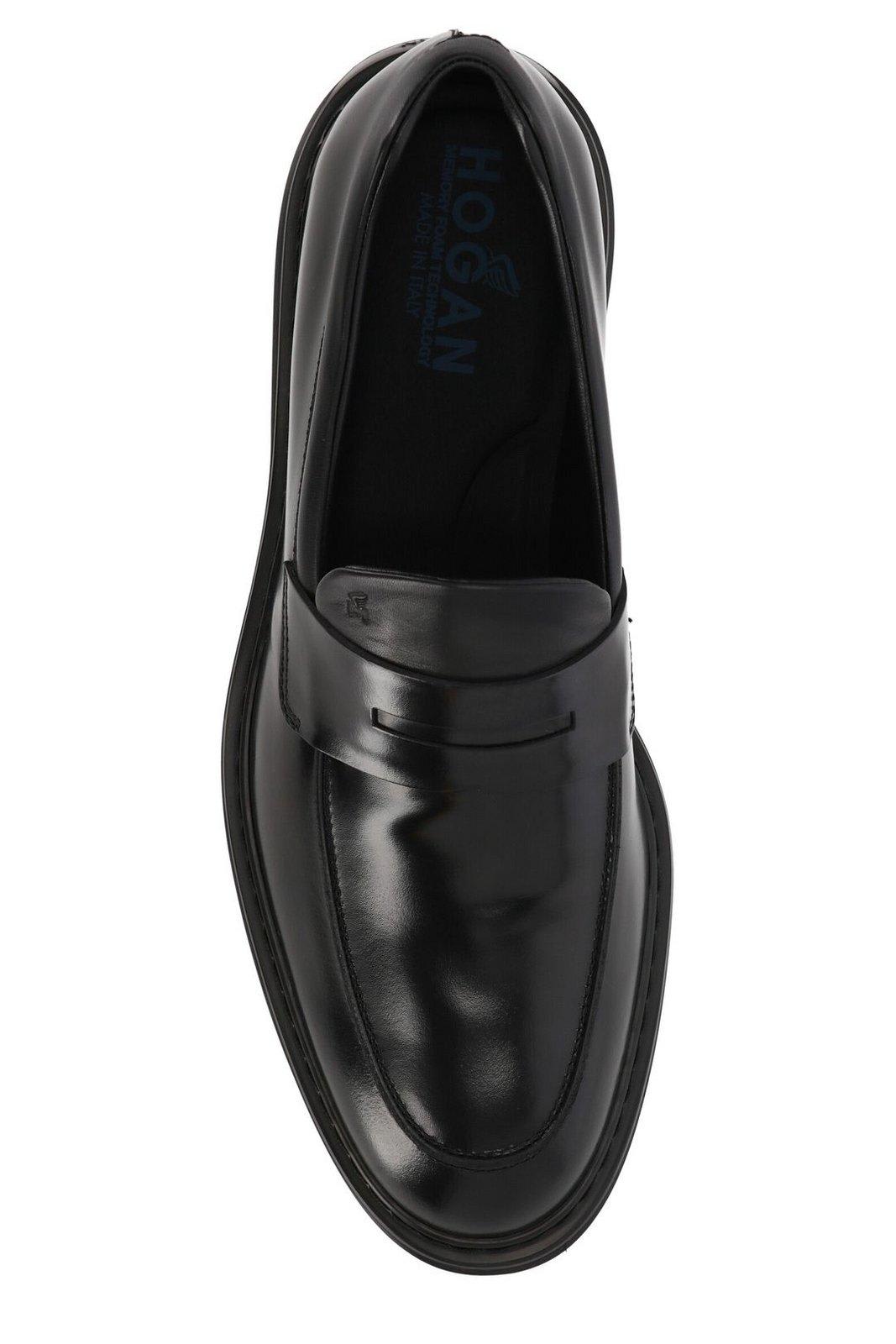 Shop Hogan H576 Slip-on Loafers In Black