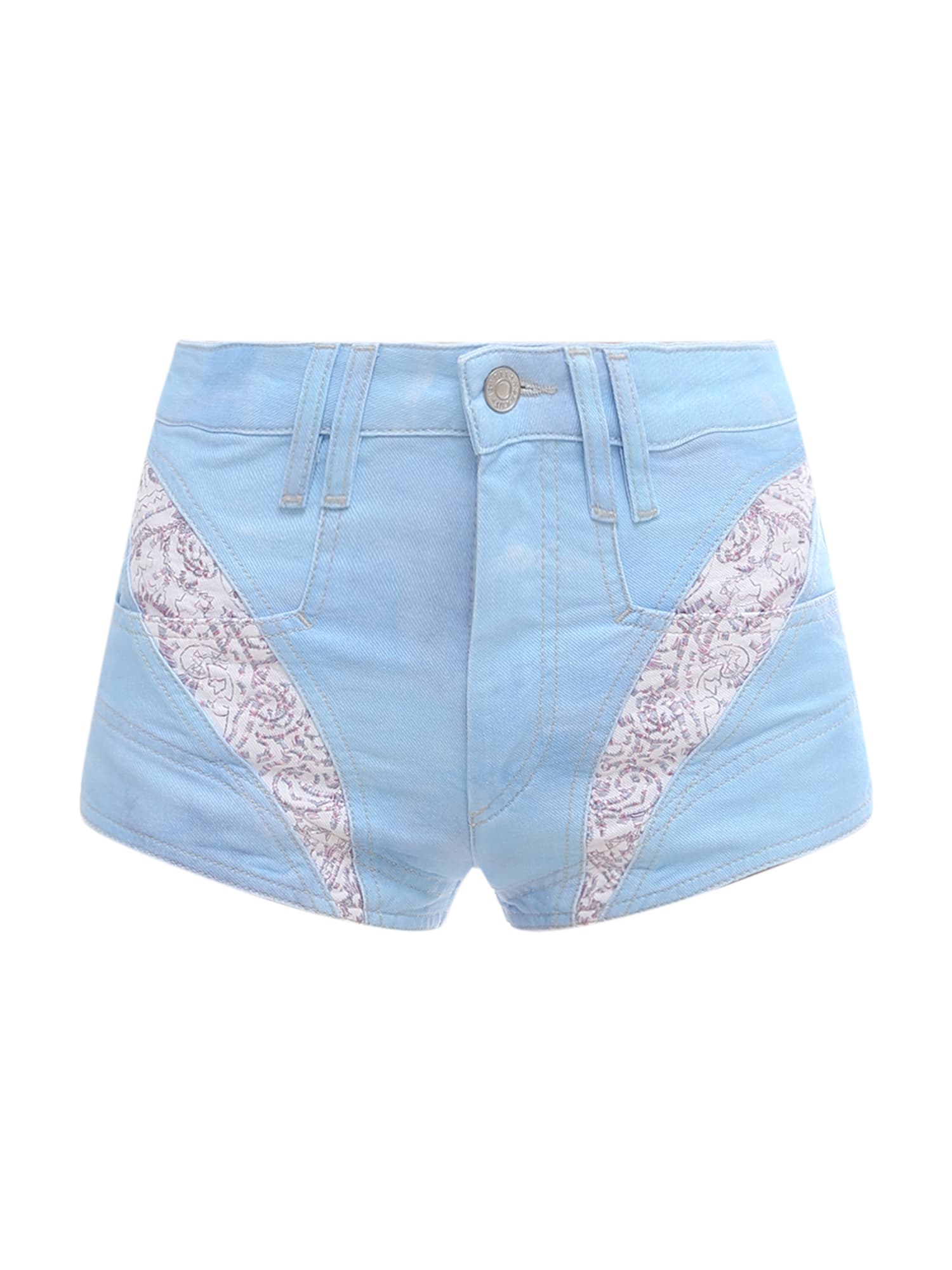 Isabel Marant Neida Patchwork-panel Detail Shorts In Blue