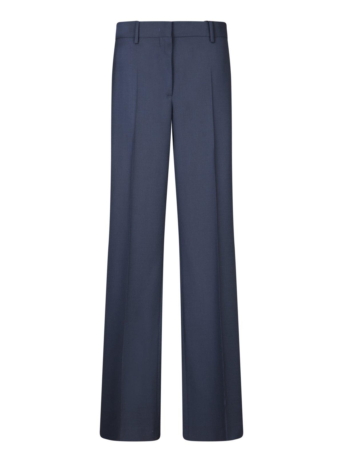 Shop Msgm Straight Leg Plain Formal Trousers In Blu Navy