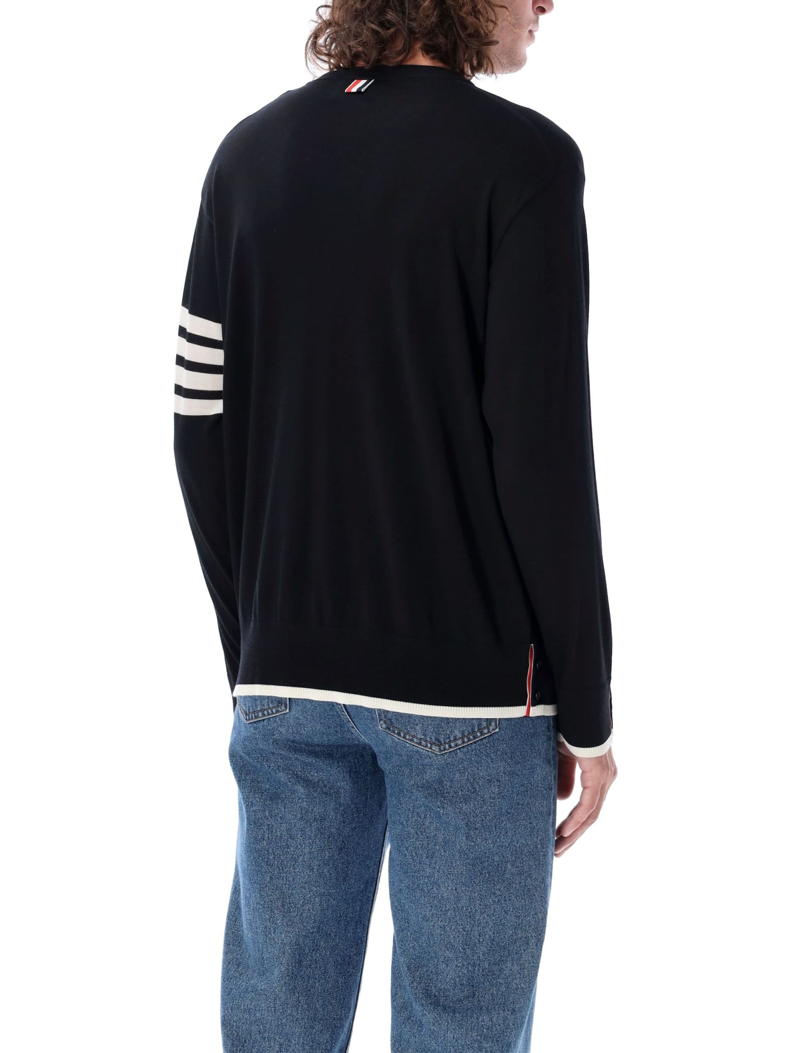 Shop Thom Browne Stitch Relaxed Fit Pull In Black