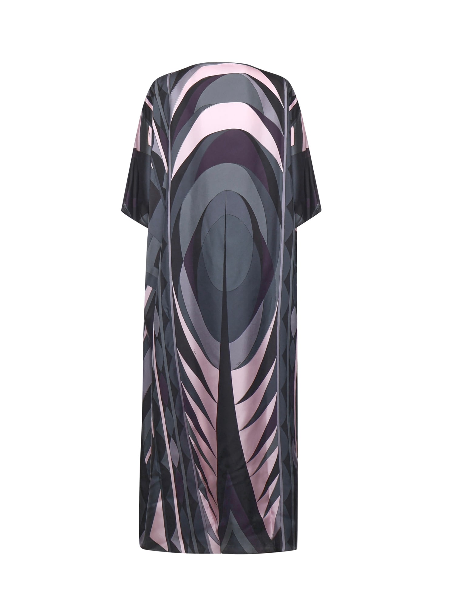 Pucci Silk Kaftan With Iris Print In Black