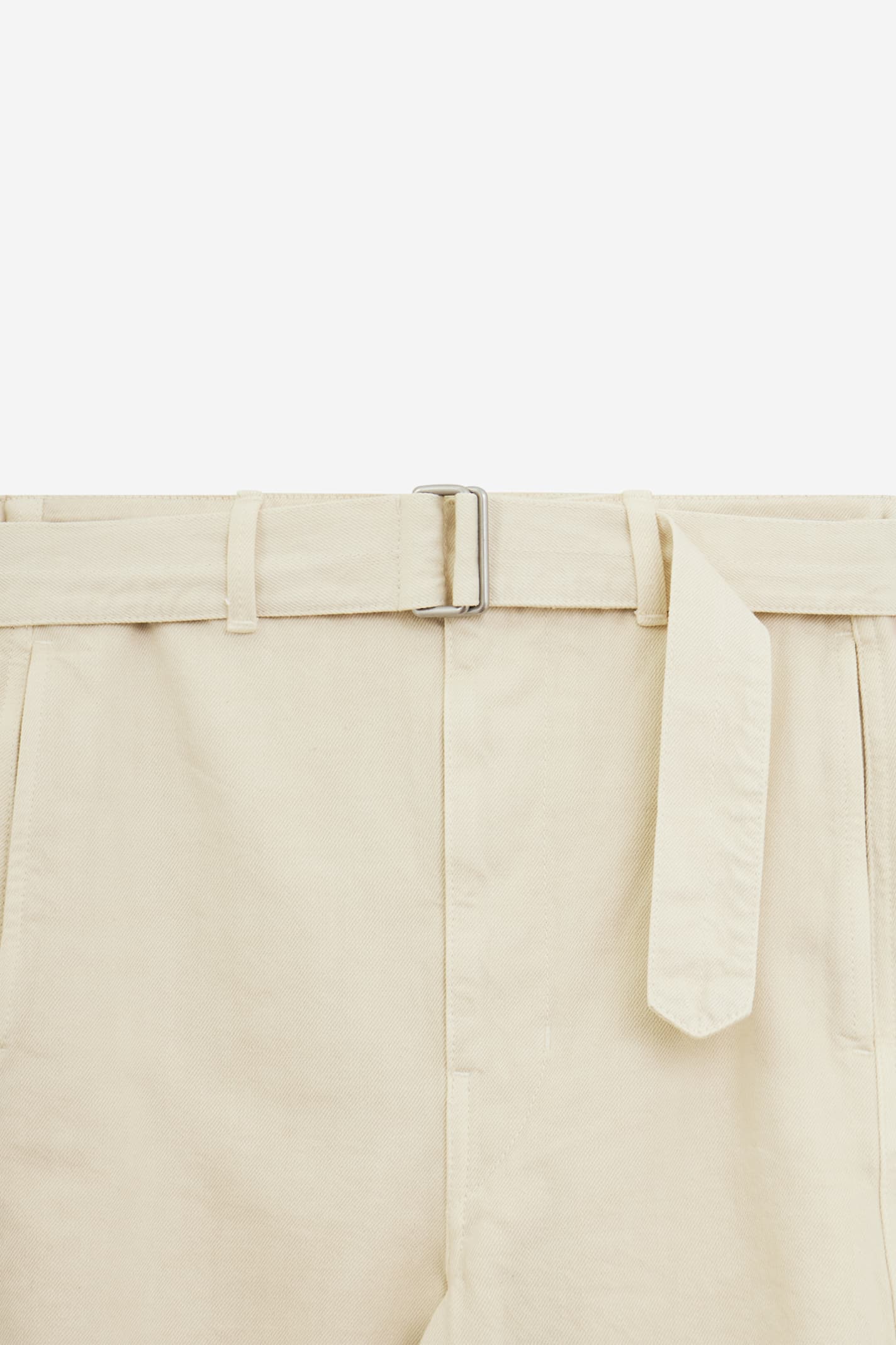 Lemaire Twisted Seam Belted Straight Leg Pants In White