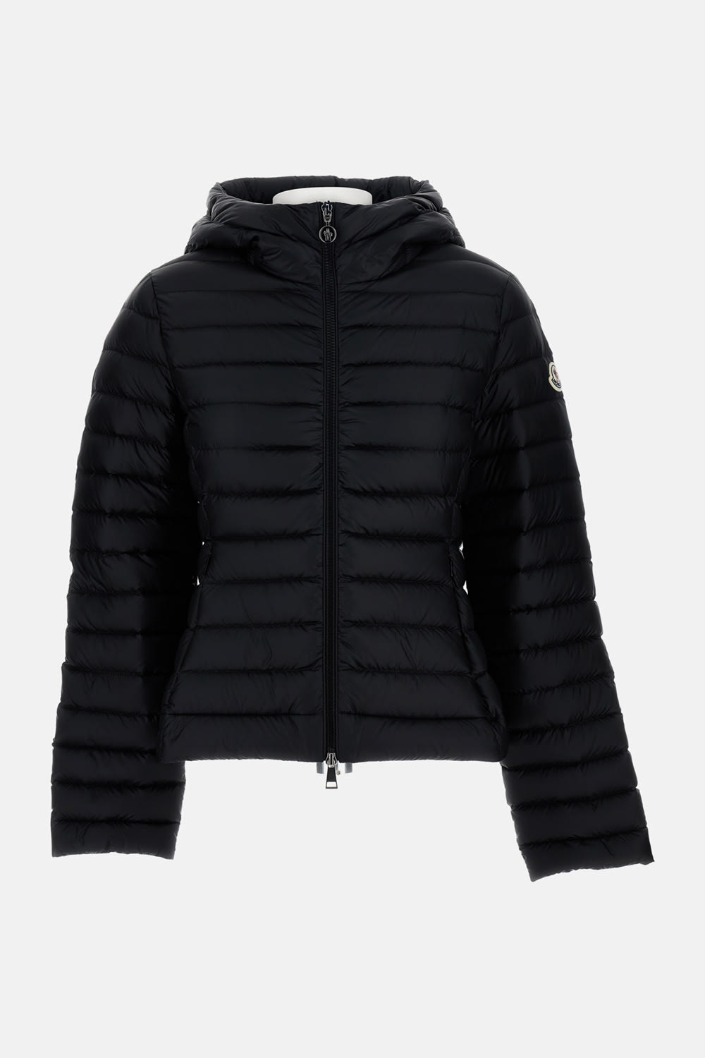 Moncler Puffer Jacket With Metal Zip Fastener And Hood In Black