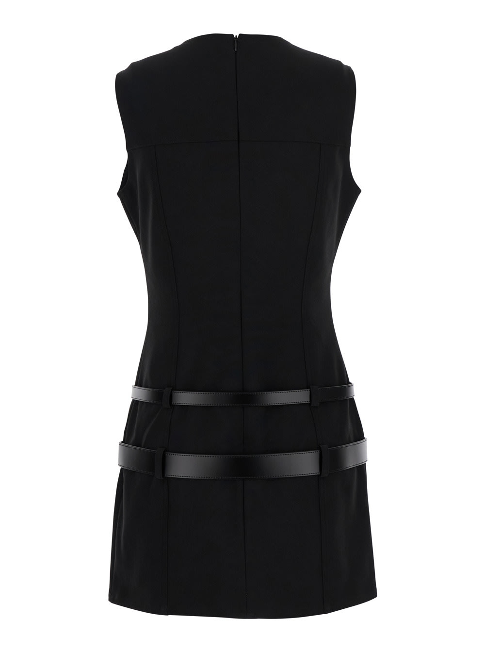 Coperni Black Sleeveless Mini Dress With Two Adjustable Belts On The Front In Tech Fabric Woman In Black