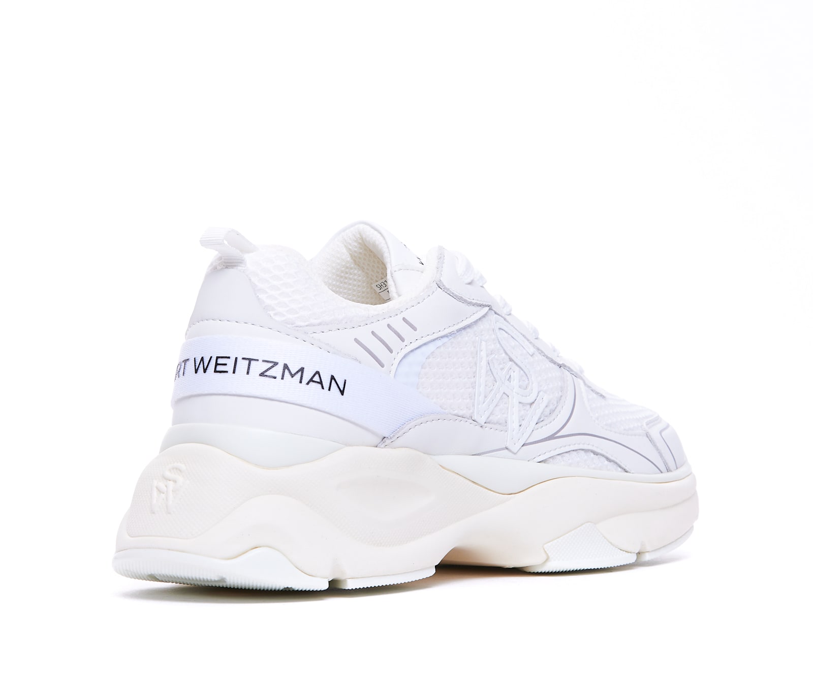 Stuart Weitzman White Sneakers With Logo Embroidery On The Side And Logo Patch On The Heel In Leather And Mesh Woman In White