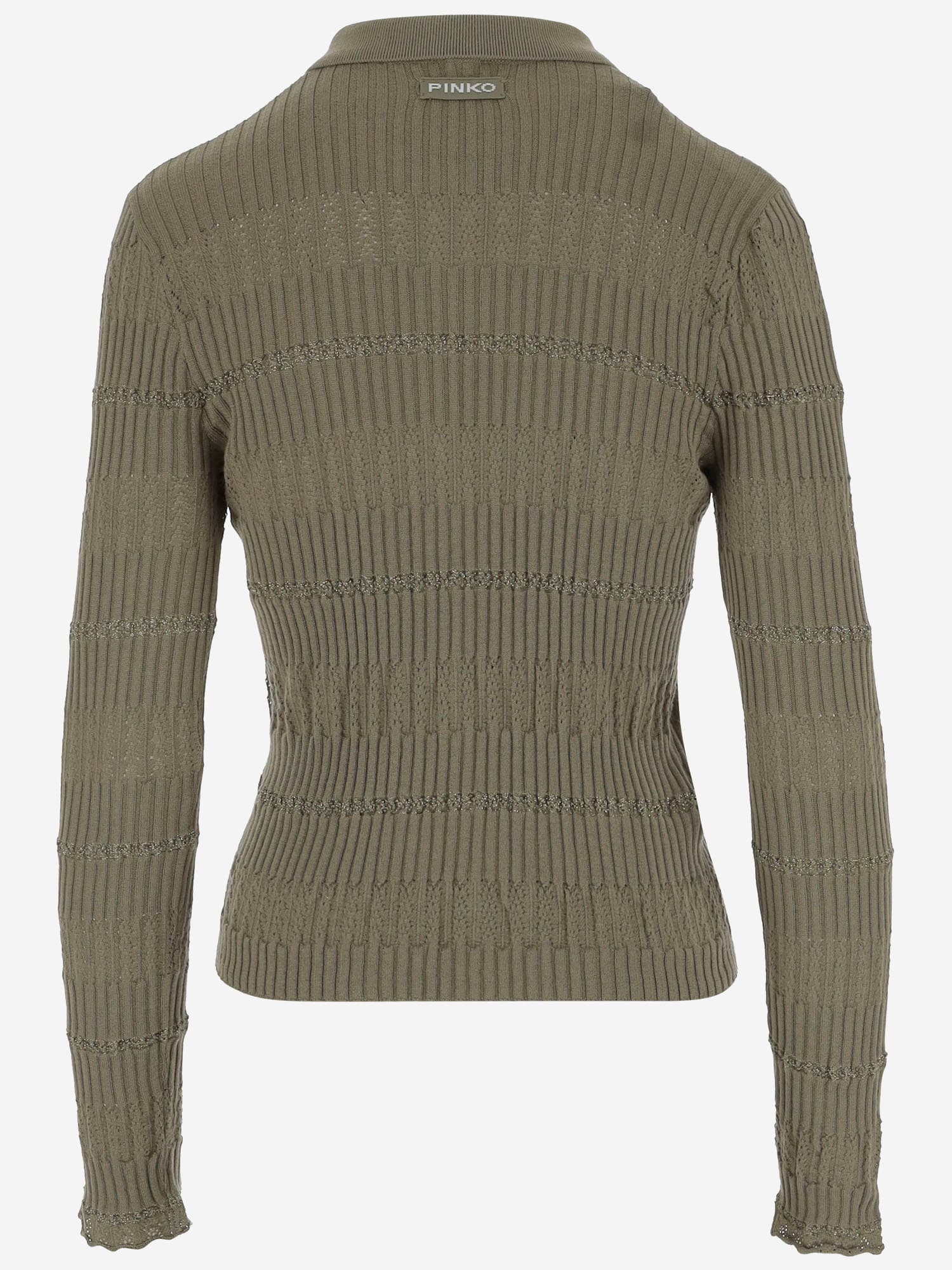 Pinko Cotton And Silk Polo Shirt In Green