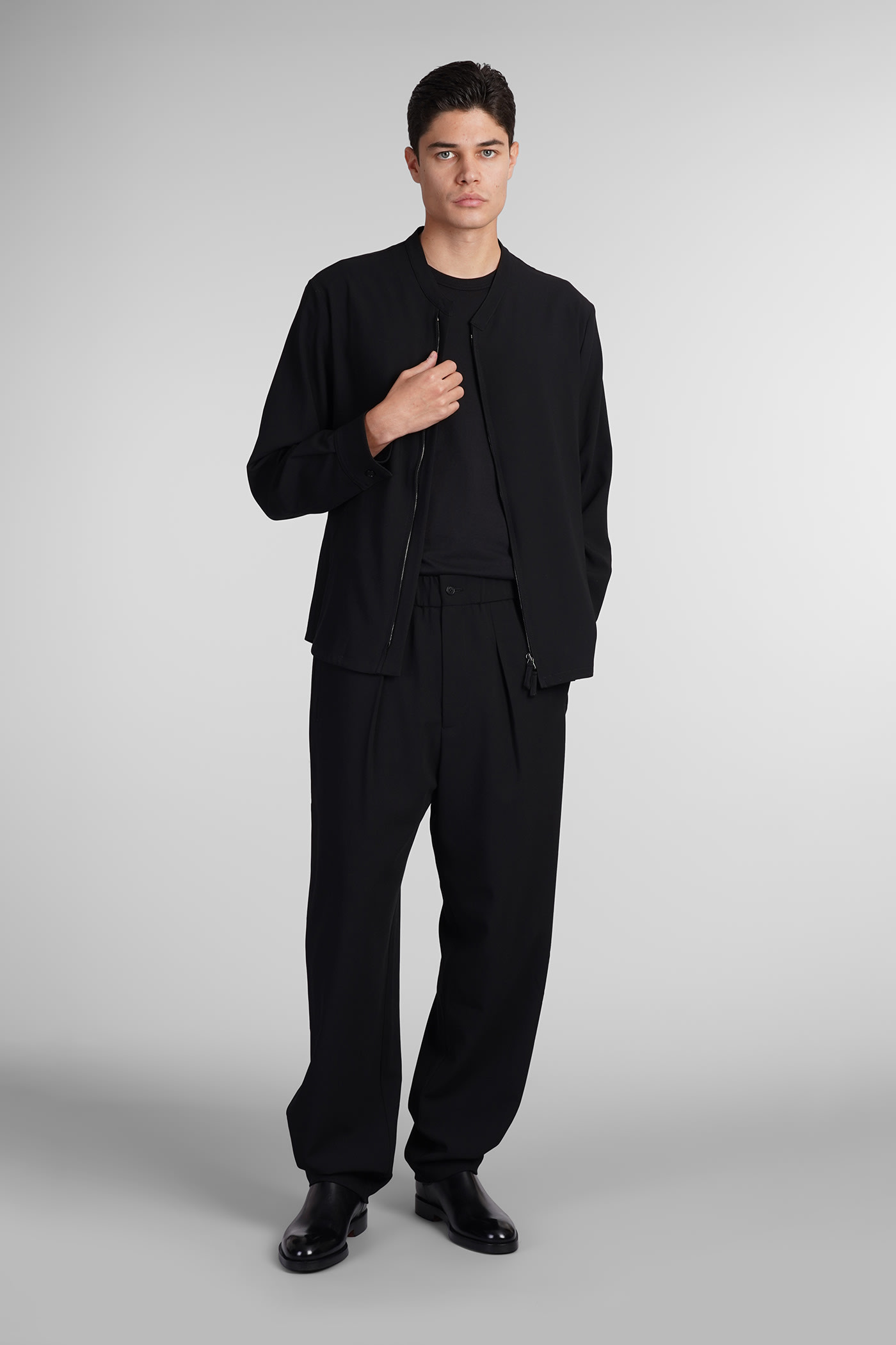 Shop Giorgio Armani Pants In Black Wool