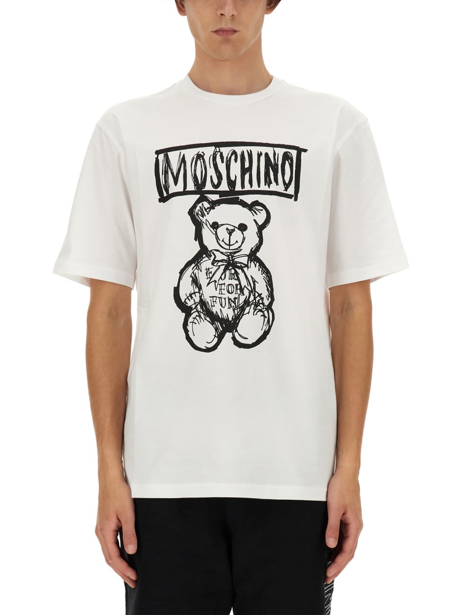 Shop Moschino Cotton T-shirt In White