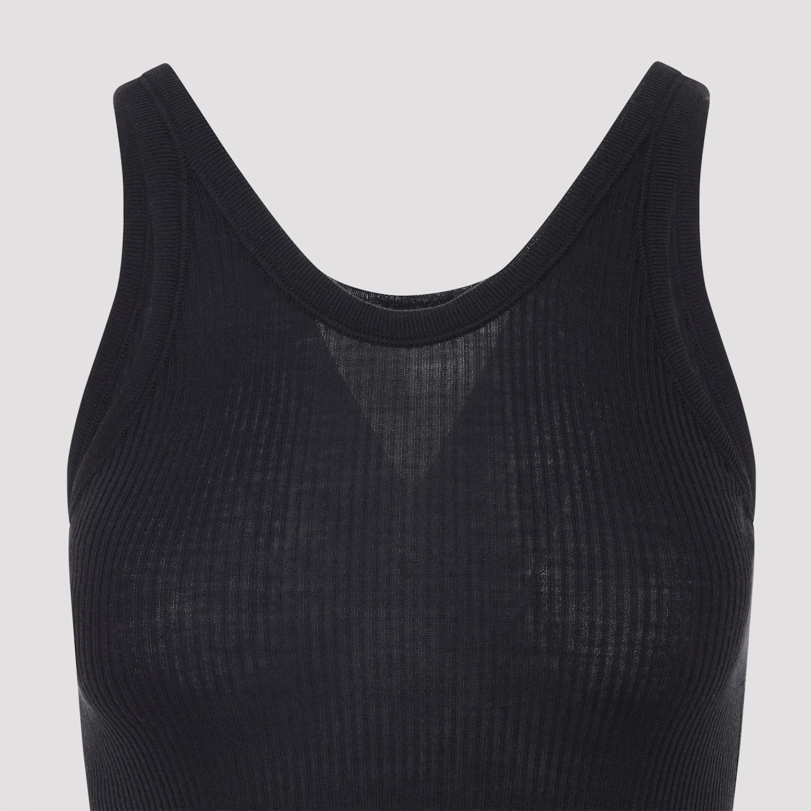 Lemaire Seamless Tank Top With Suspenders Granite Black In Black