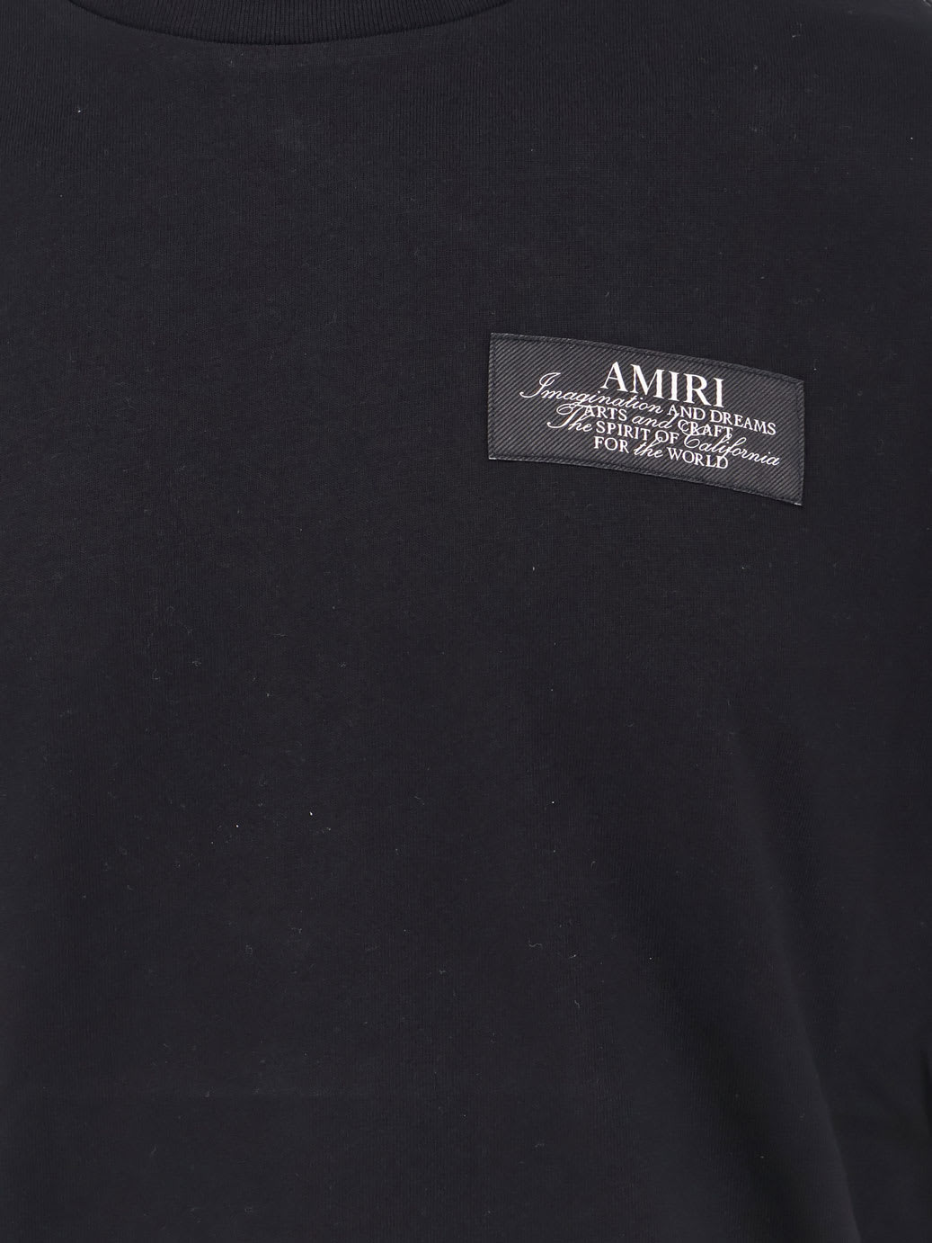Amiri Black Crewneck T-shirt With Logo Patch On The Front And Maxi Logo Print On The Rear In Cotton Man In Black