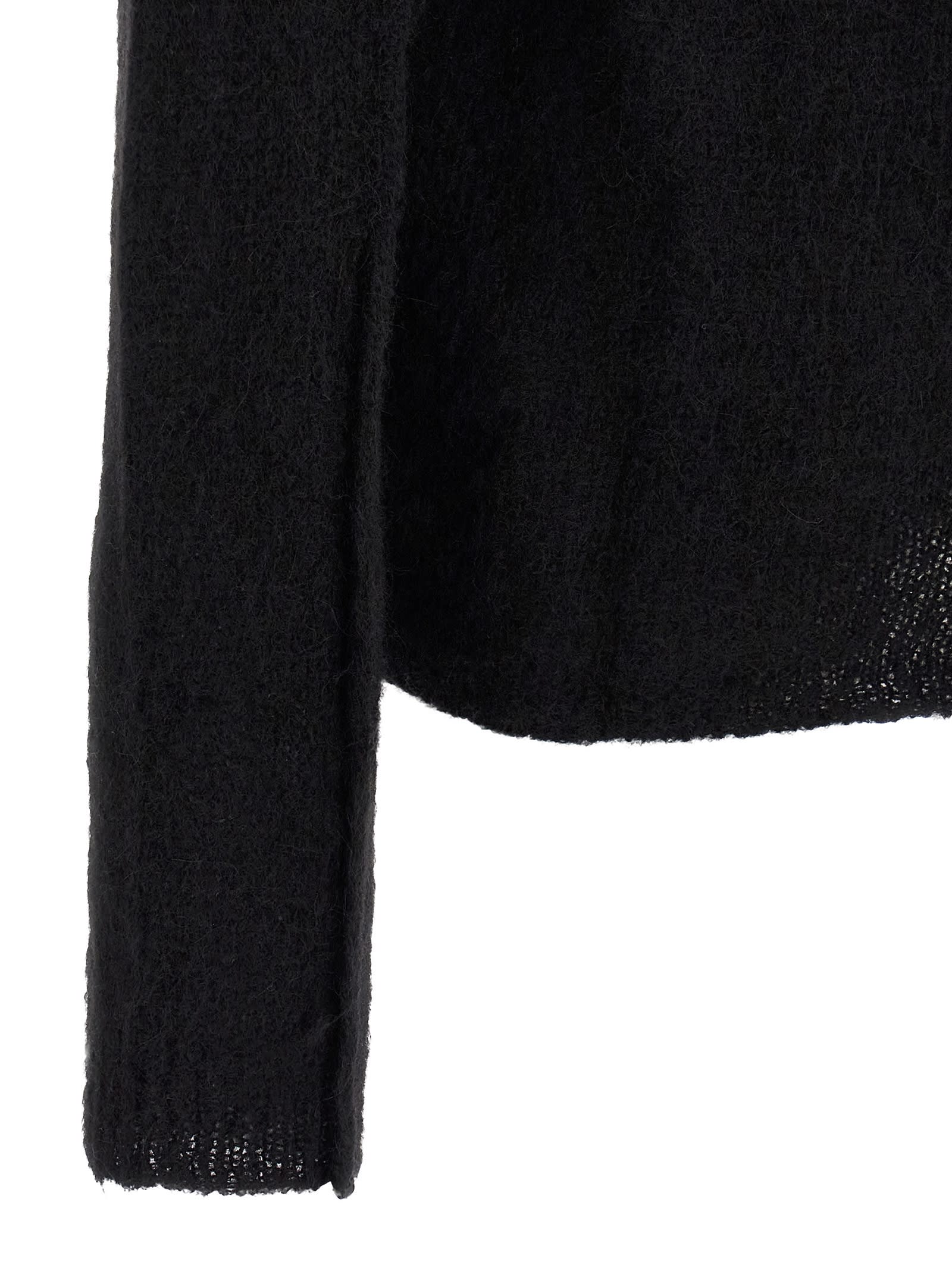 Thom Krom Alpaca Blend Hooded Sweater With Long Cuffed Sleeves In Black