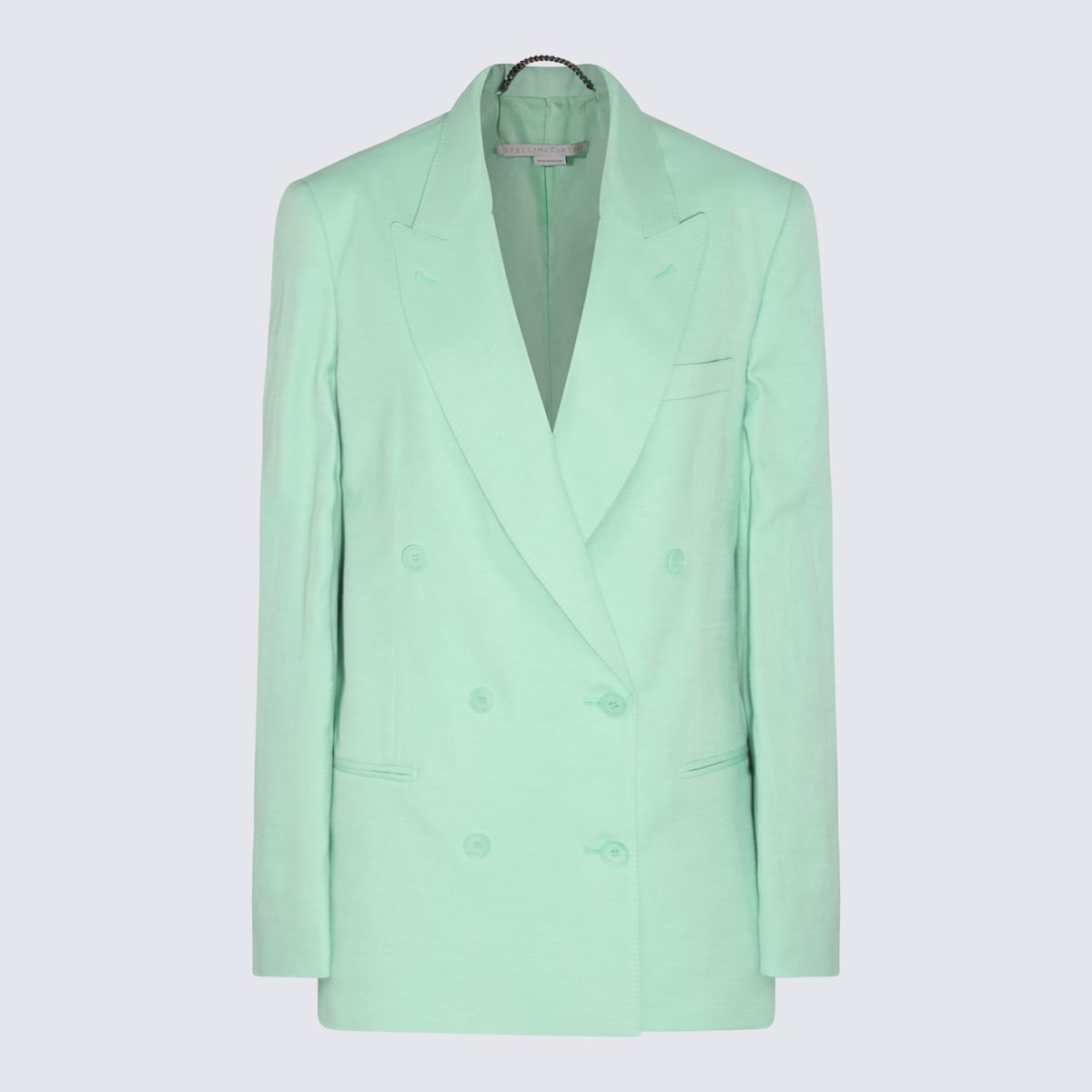 Shop Stella Mccartney Green Viscose-linen Blend Blazer In Fluo Mint
