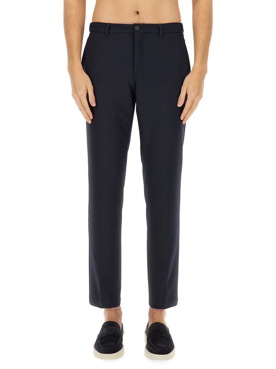 Hugo Boss Tailored Trousers With Belt Loops And Pockets In Blue