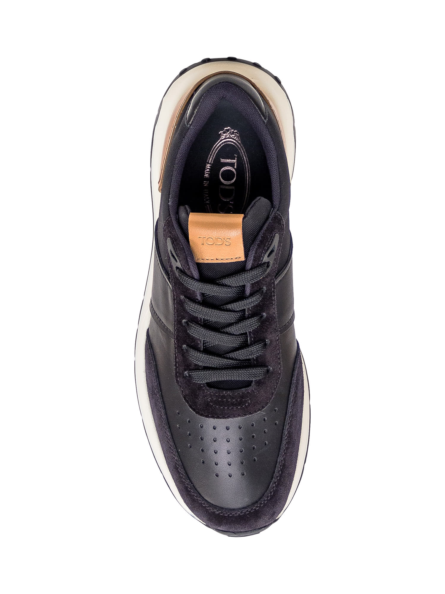 Shop Tod's Leather Sneaker In Nero-biscotto Ch