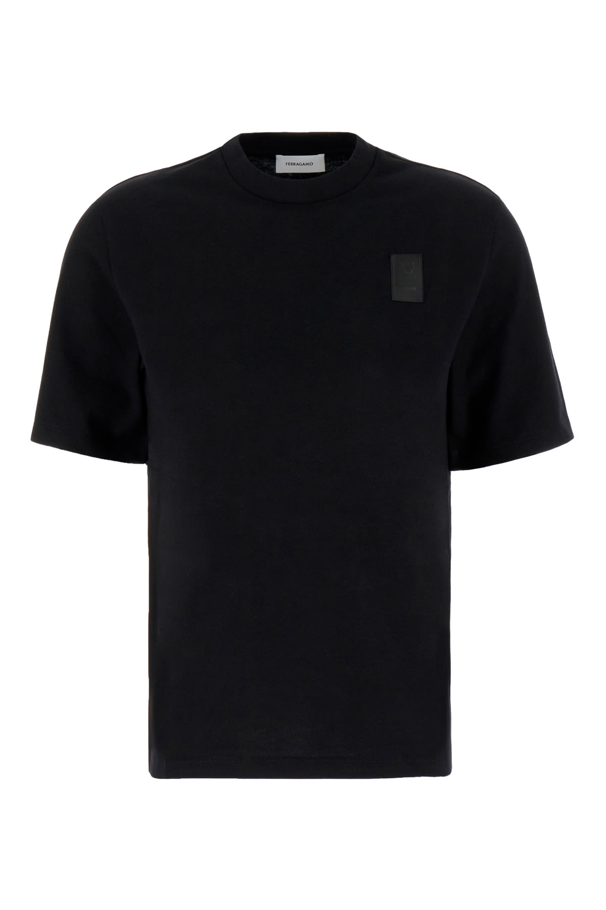 Ferragamo Black Cotton T-shirt In Nero