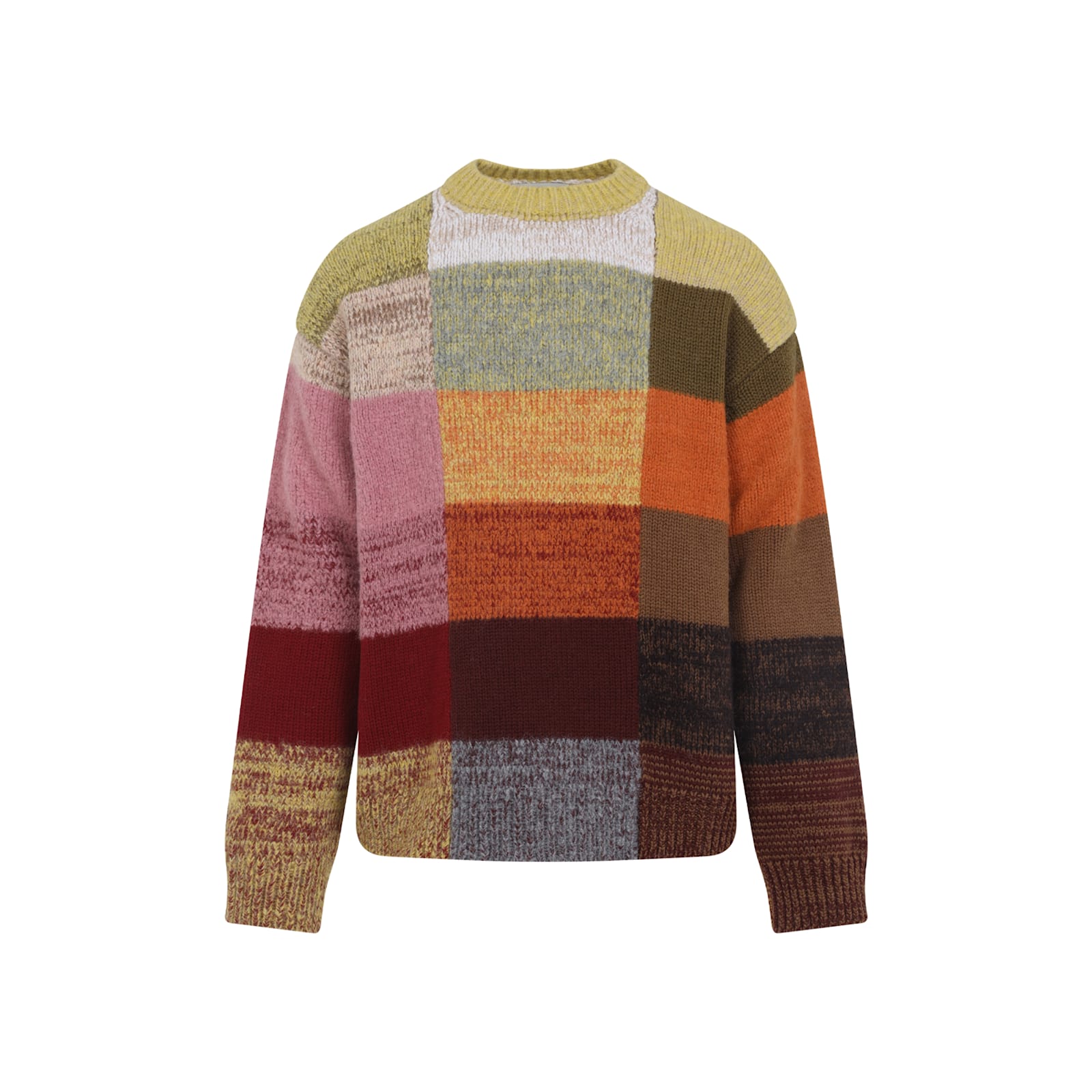 Dries Van Noten Marti Crew Neck Knite With Check Motif Knitwear Multicolor In Multi