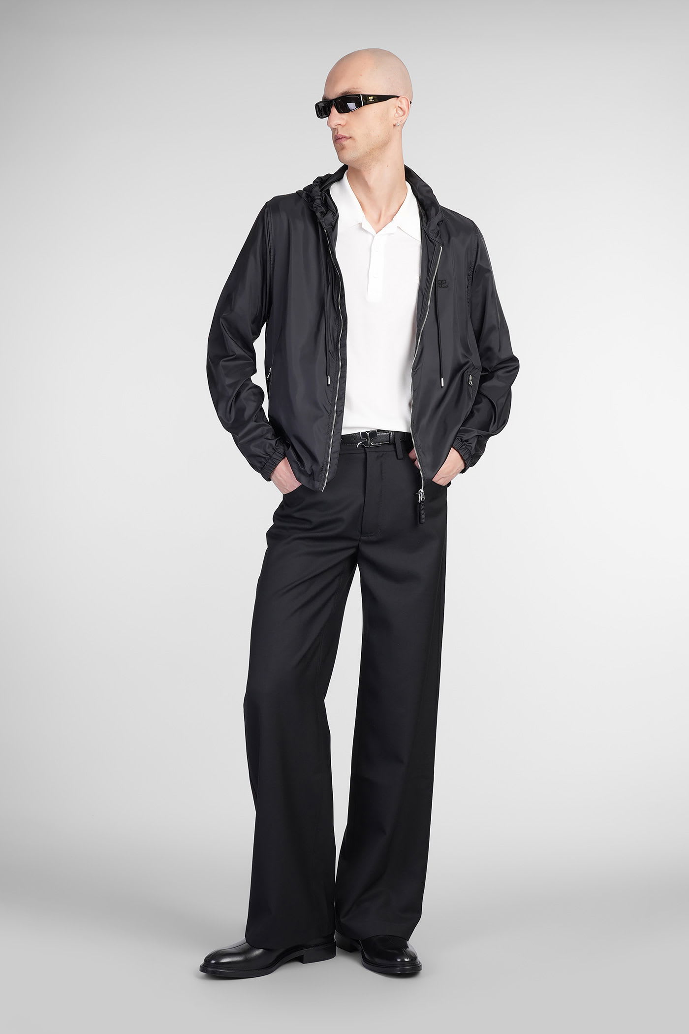 Courrèges Ac Nylon Windbreaker Jacket In Black