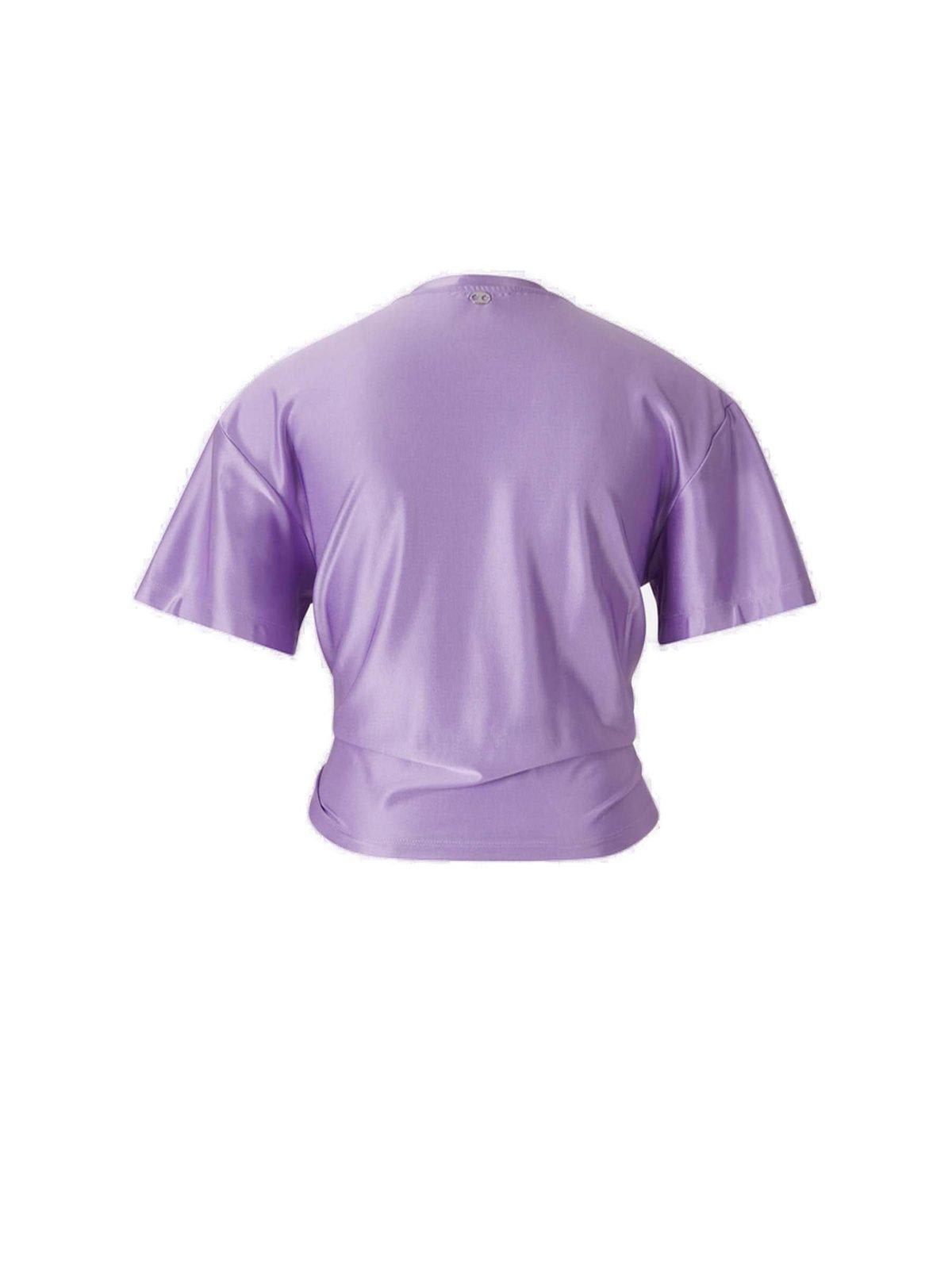 Rabanne Cropped T-shirt With Piercing Detail In Lilac