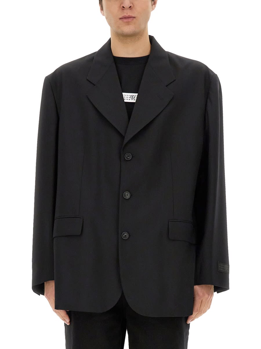 Mm6 Maison Margiela Wool Blend Jacket Back Vent In Black