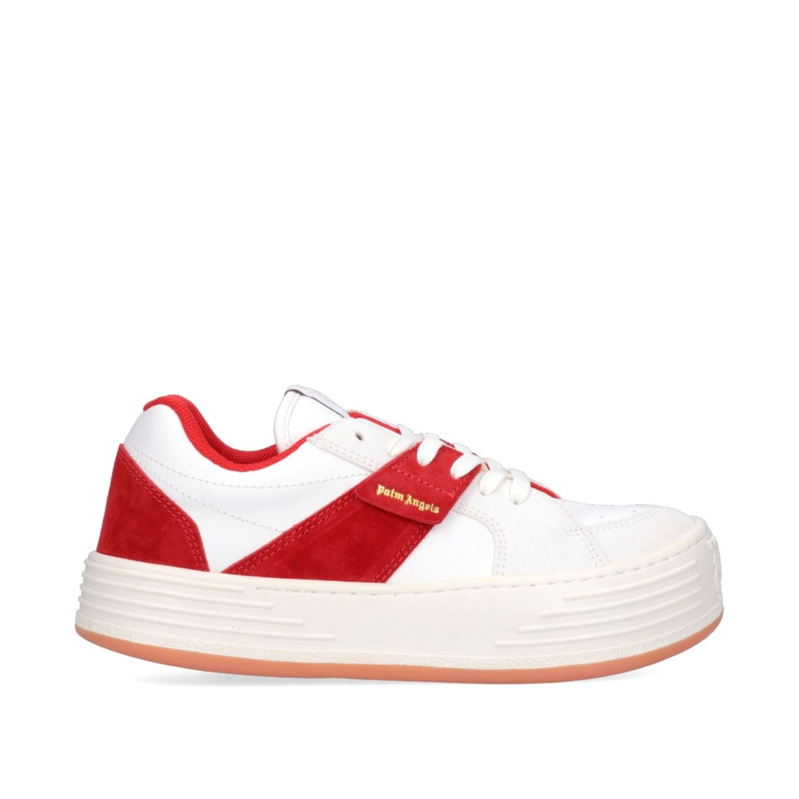 Shop Palm Angels Leather Logo Sneakers In Red