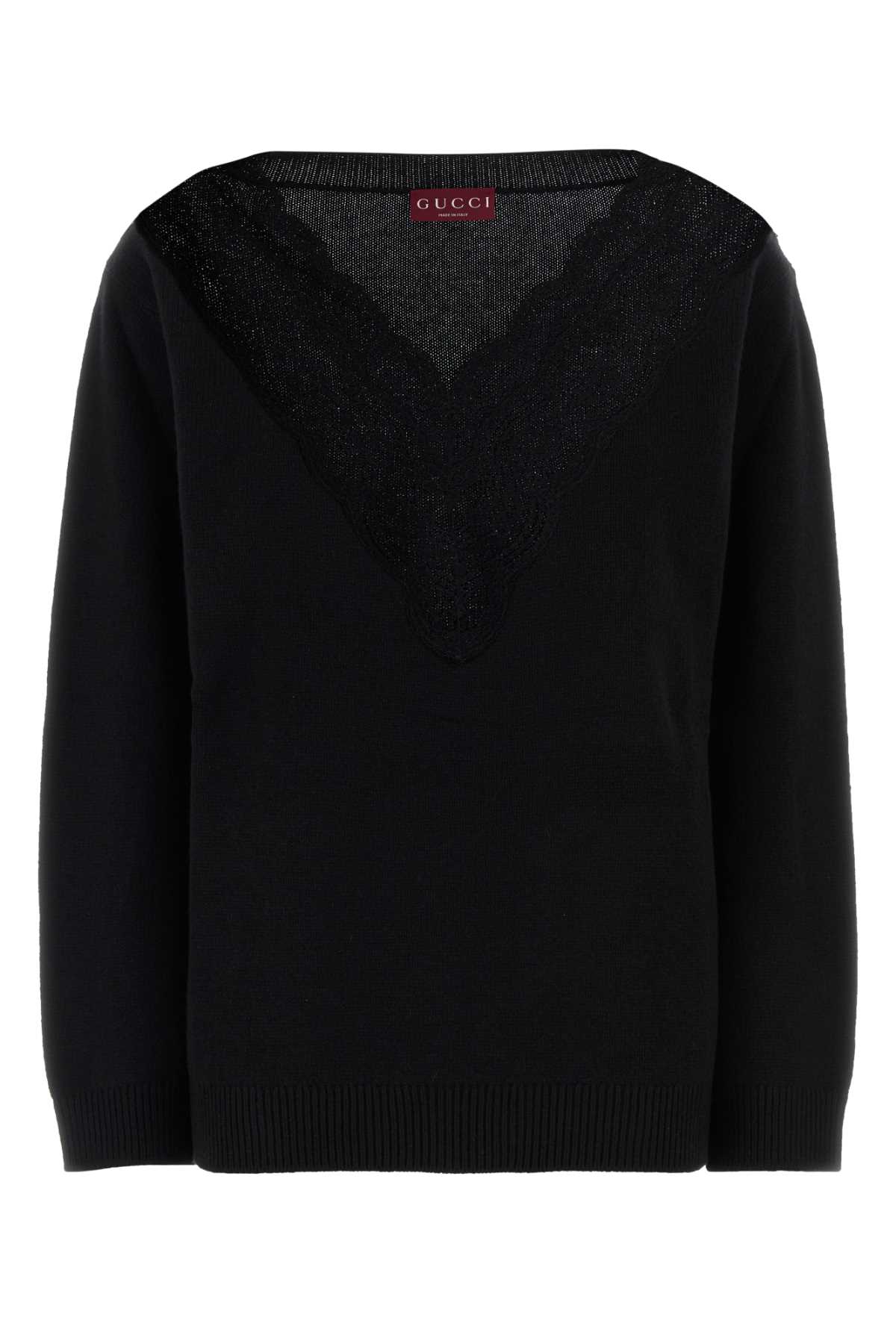 Gucci Oversized Sweater Featuring Lace Detail In Black