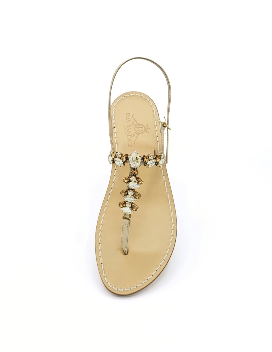 Dea Sandals Villa Lysis Jewel Sandals Amber Gold In Nude, Amber, Platinum Gold Laminated, Crystal