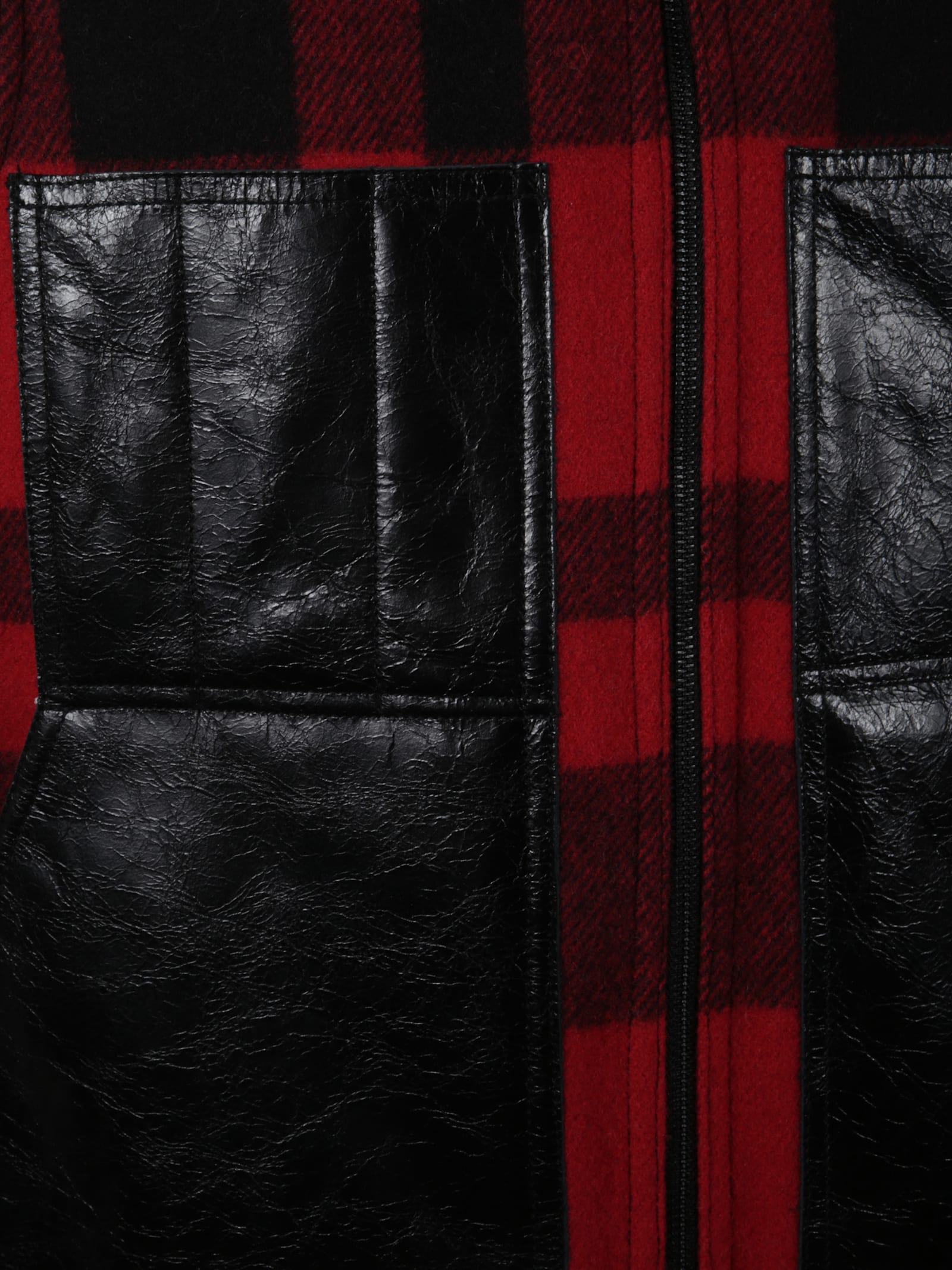 Junya Watanabe Mackinaw Wool And Leather Vest In Multi