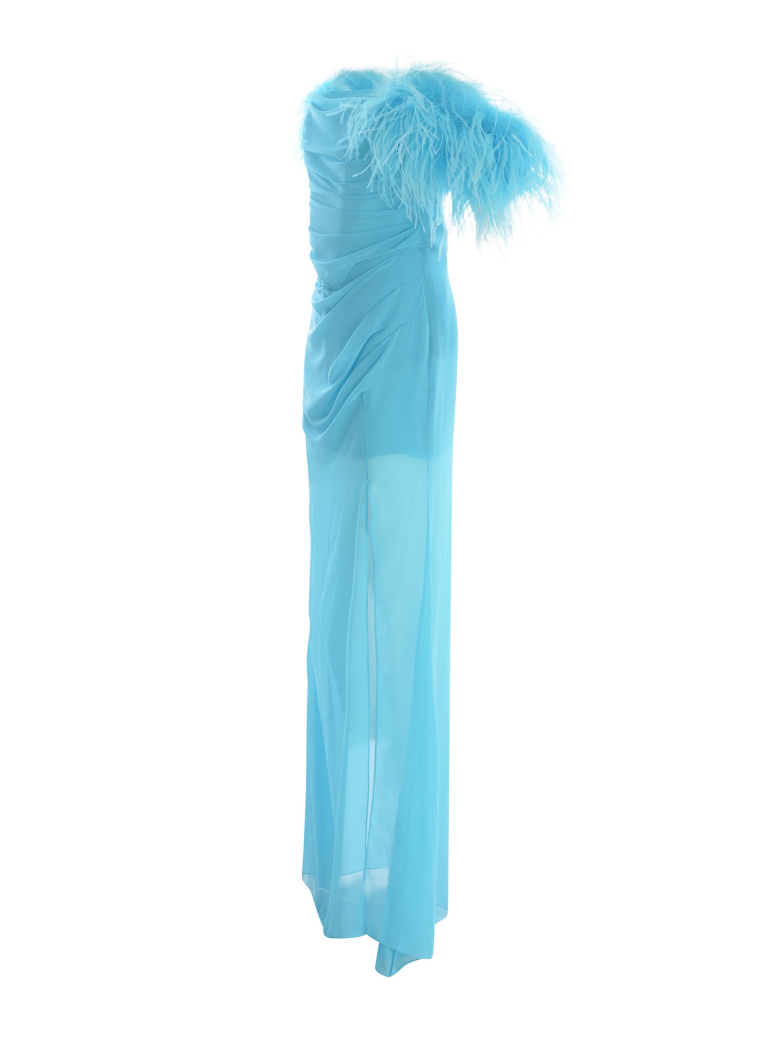 Shop Giuseppe Di Morabito Dress  Feathers In Clear Blue
