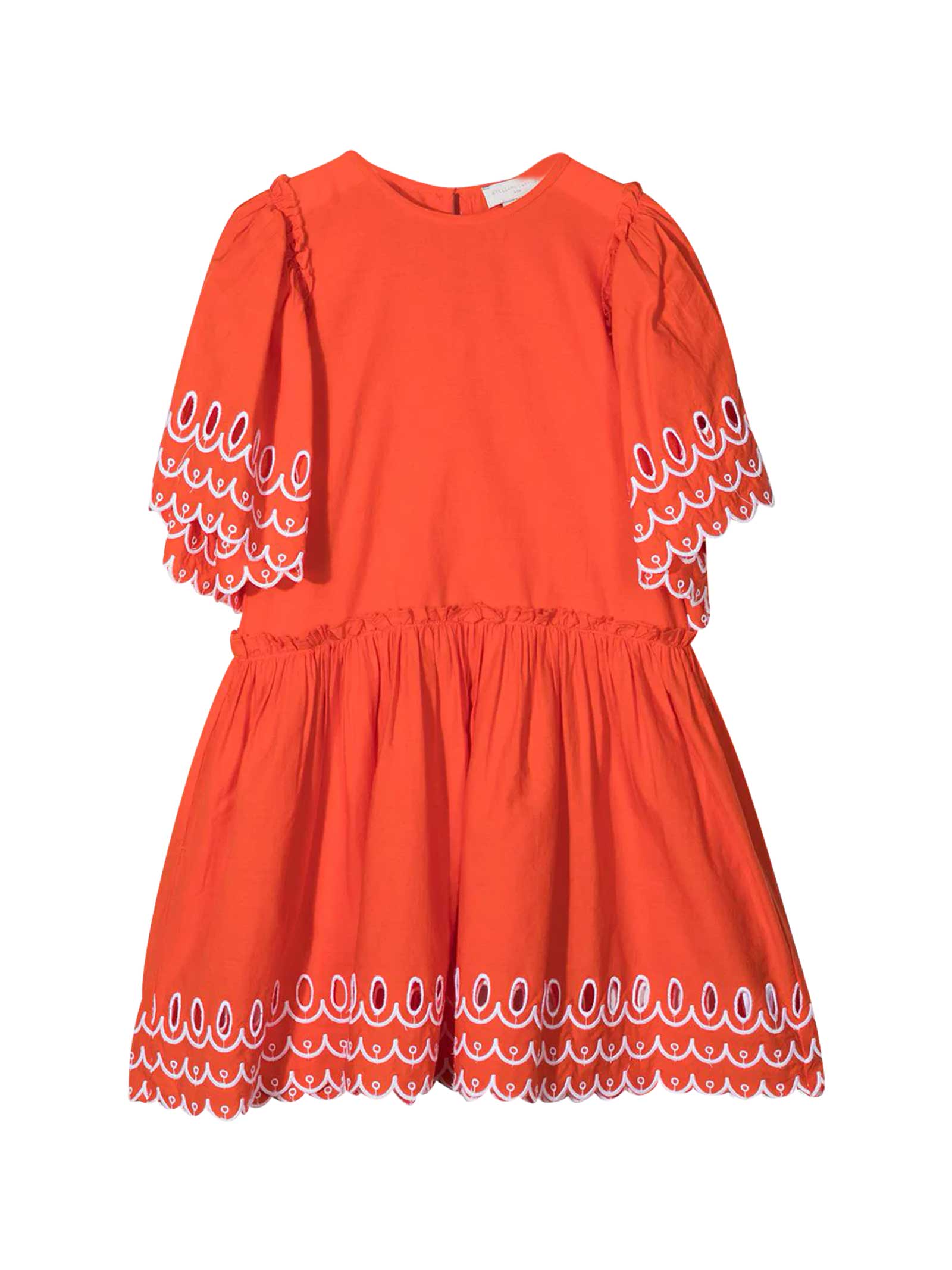 Photo of  Stella McCartney Kids Orange Dress With White Details- shop Stella McCartney Kids Dresses online sales