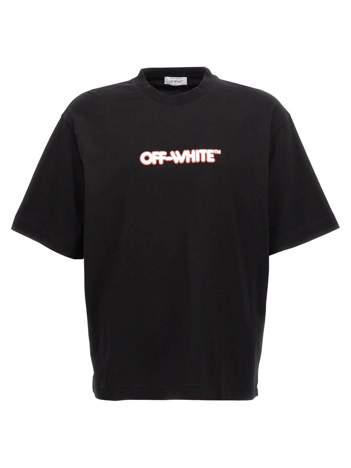 Shop Off-white Logo Printed Crewneck T-shirt In Nero E Bianco