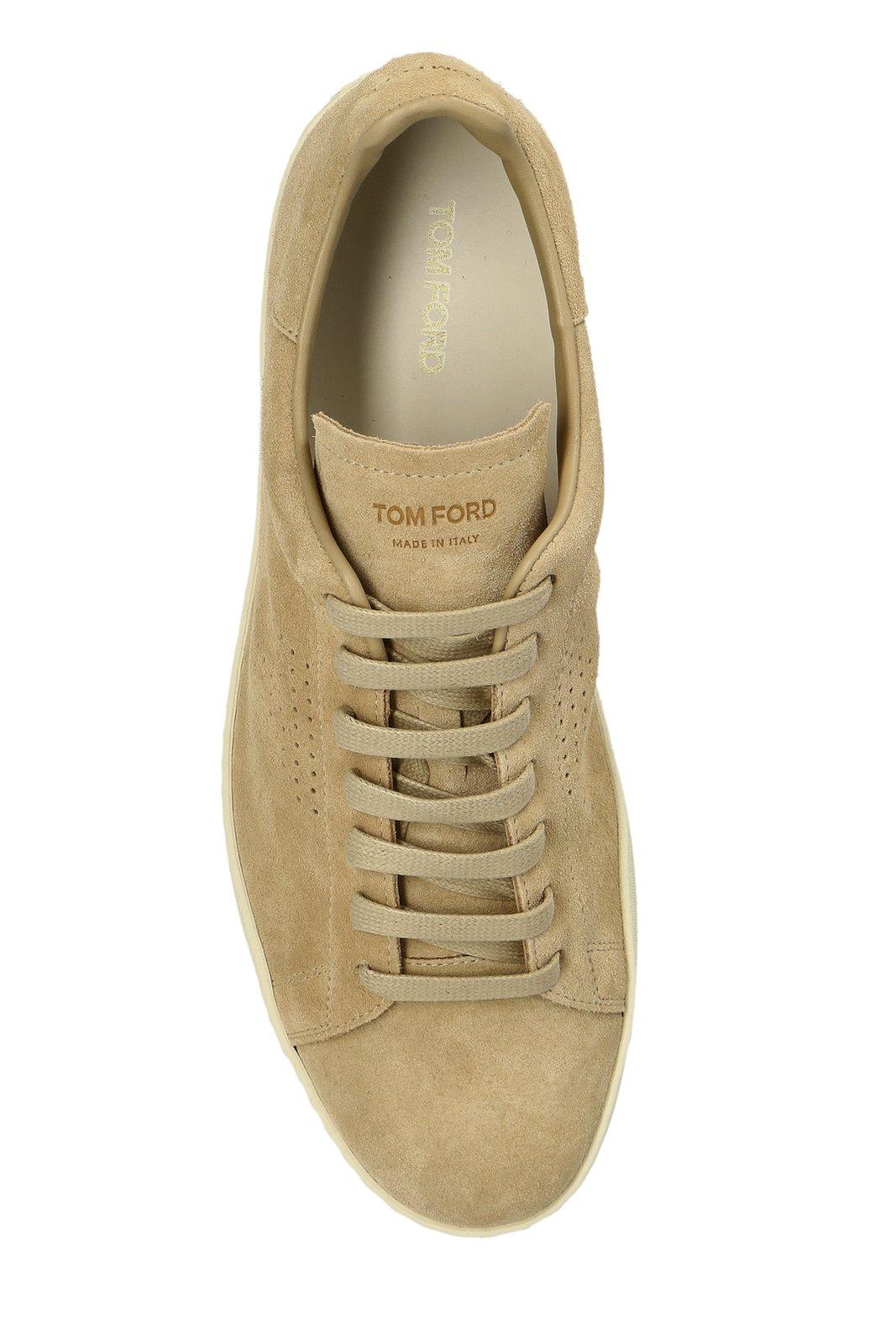 Tom Ford Warwick Suede Low-top Sneakers In Beige