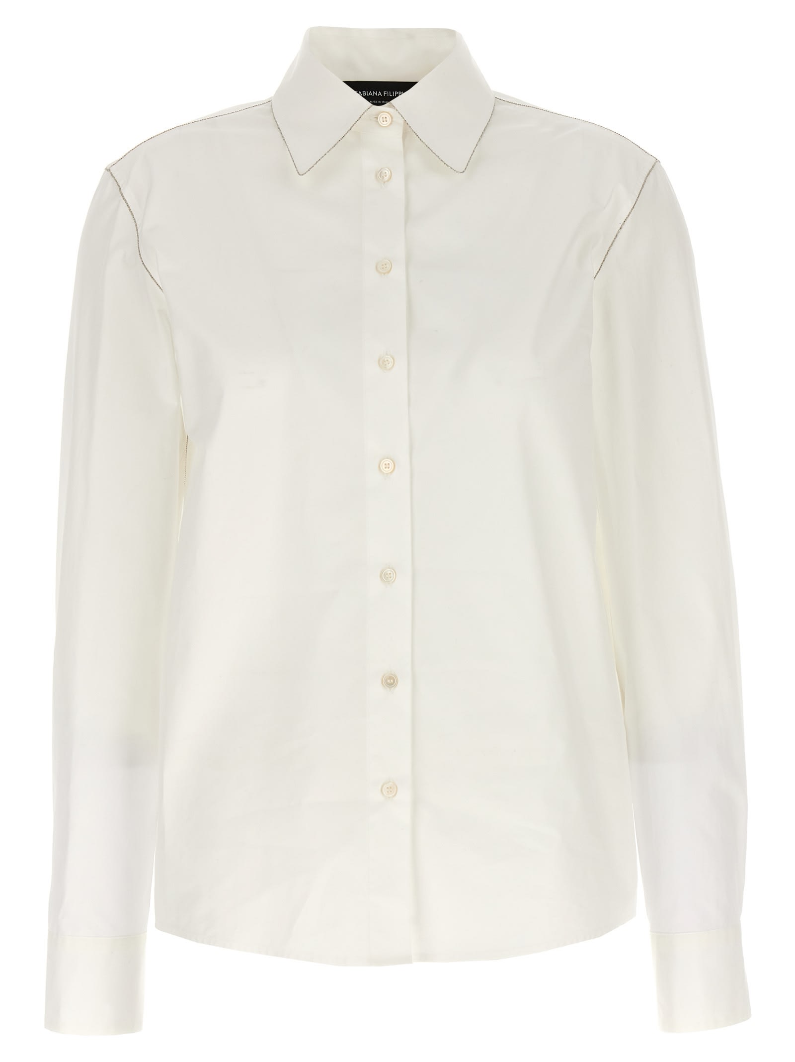 Shop Fabiana Filippi Rhinestone Detail Shirt In White