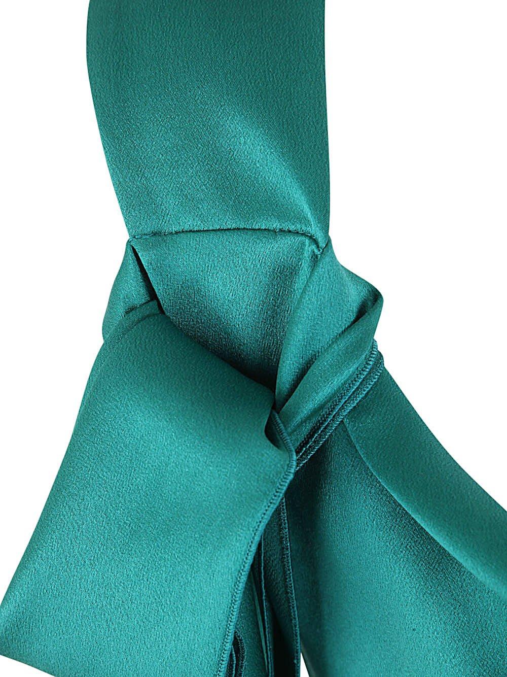 Alberta Ferretti Sleeveless Knot Detail Top In Green Silk In Green