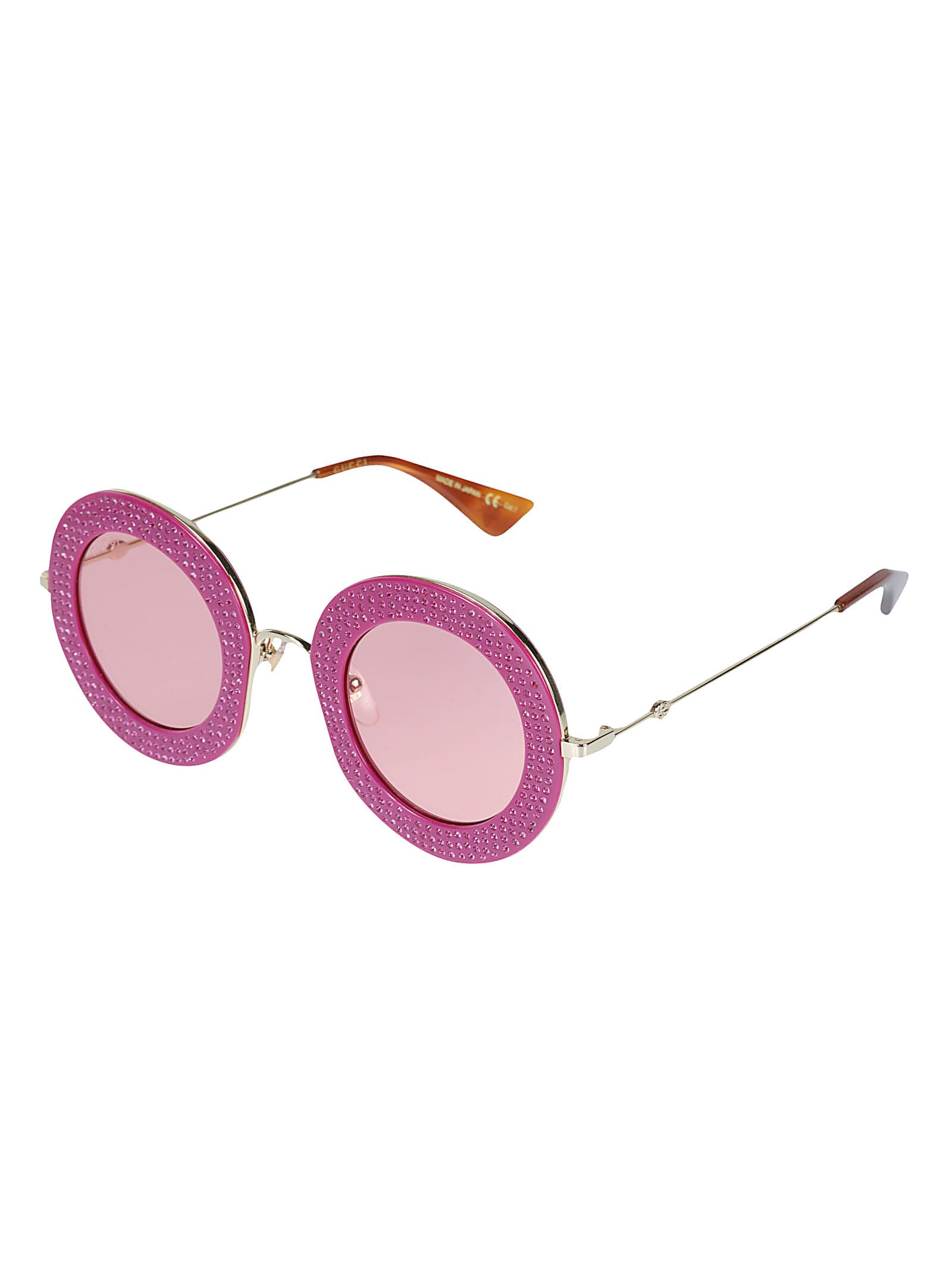 Shop Gucci Embellished Round Sunglasses