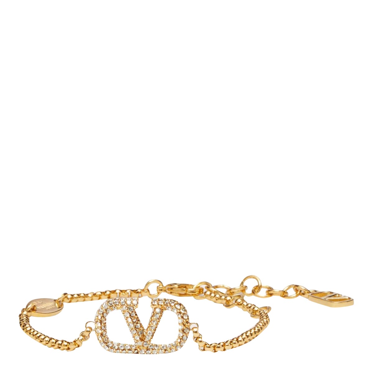 Shop Valentino Vlogo Signature In Metal And Swarovski® Crystals Bracelet In Golden