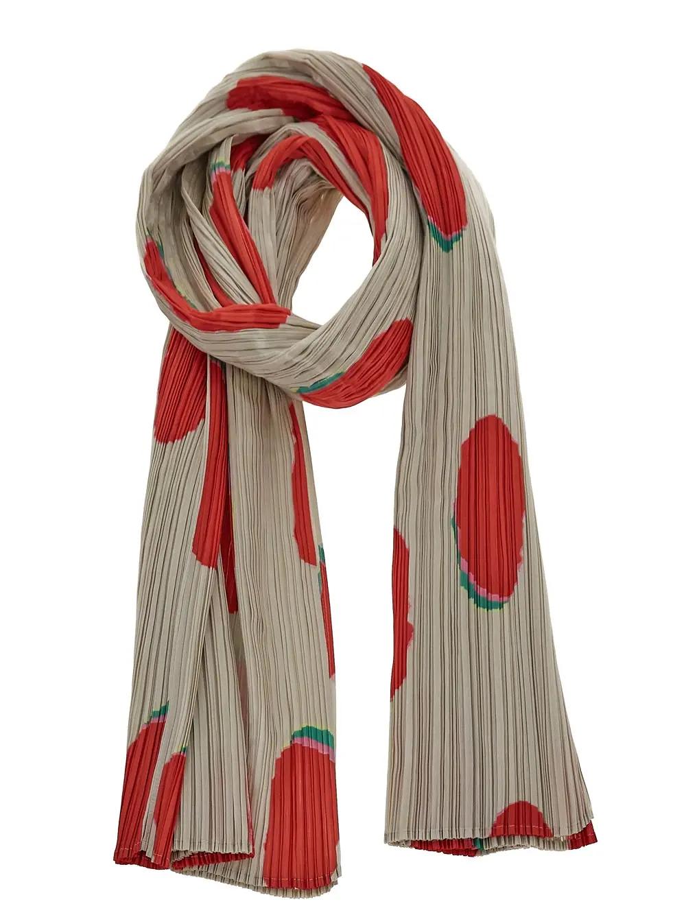 Shop Issey Miyake Pleated Scarf In Neutrals/red