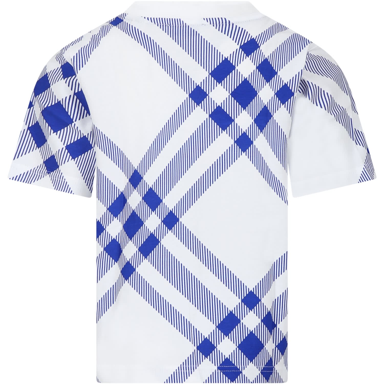 Shop Burberry T-shirt Per Bambini Con Check All-over In Blue
