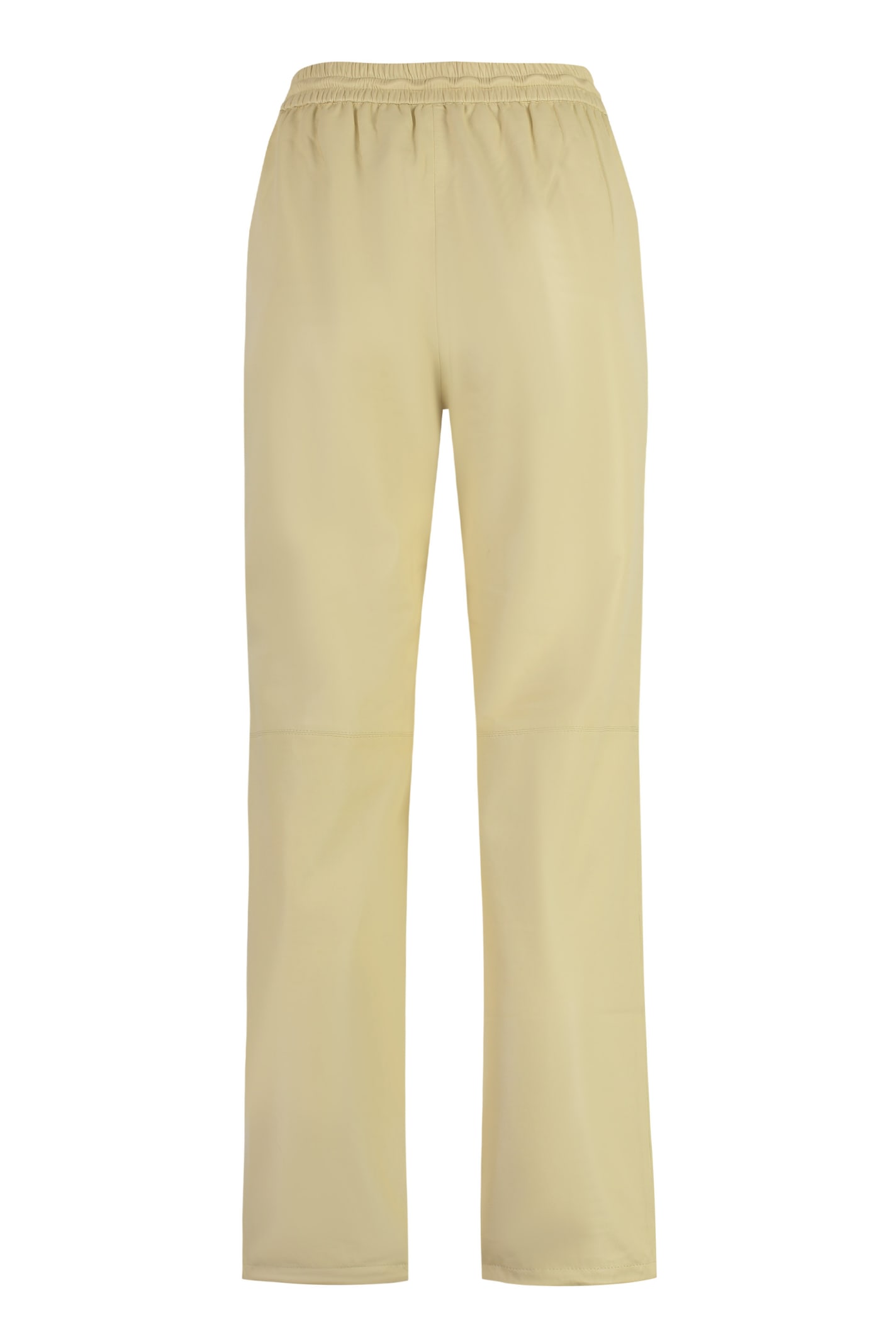 Shop Yves Salomon Leather Pants In Yellow