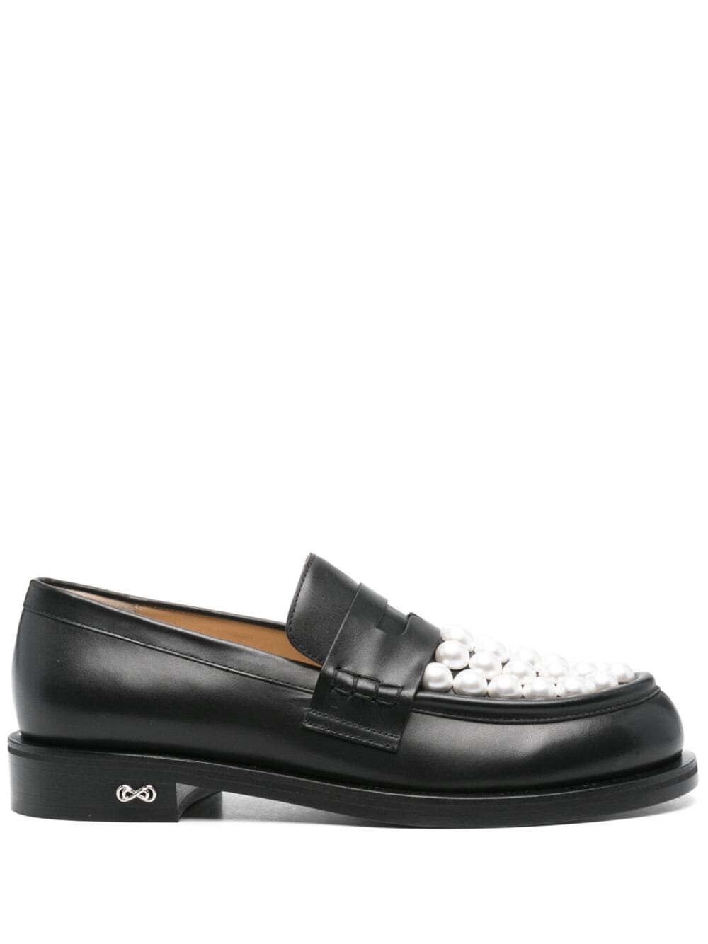 Shop Mach &amp; Mach Sirene Bicolour Pearl Loafers In Black And White