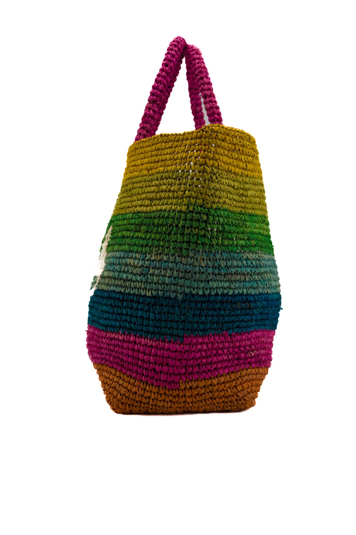 Shop Mc2 Saint Barth Raffia Beach Striped Multicolor Bag