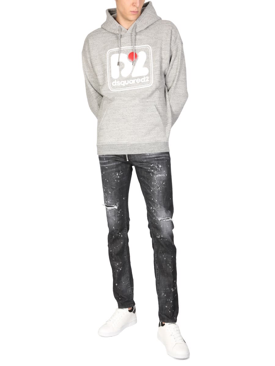 Shop Dsquared2 Camo Patch Herca Anorak Sweatshirt In Grey
