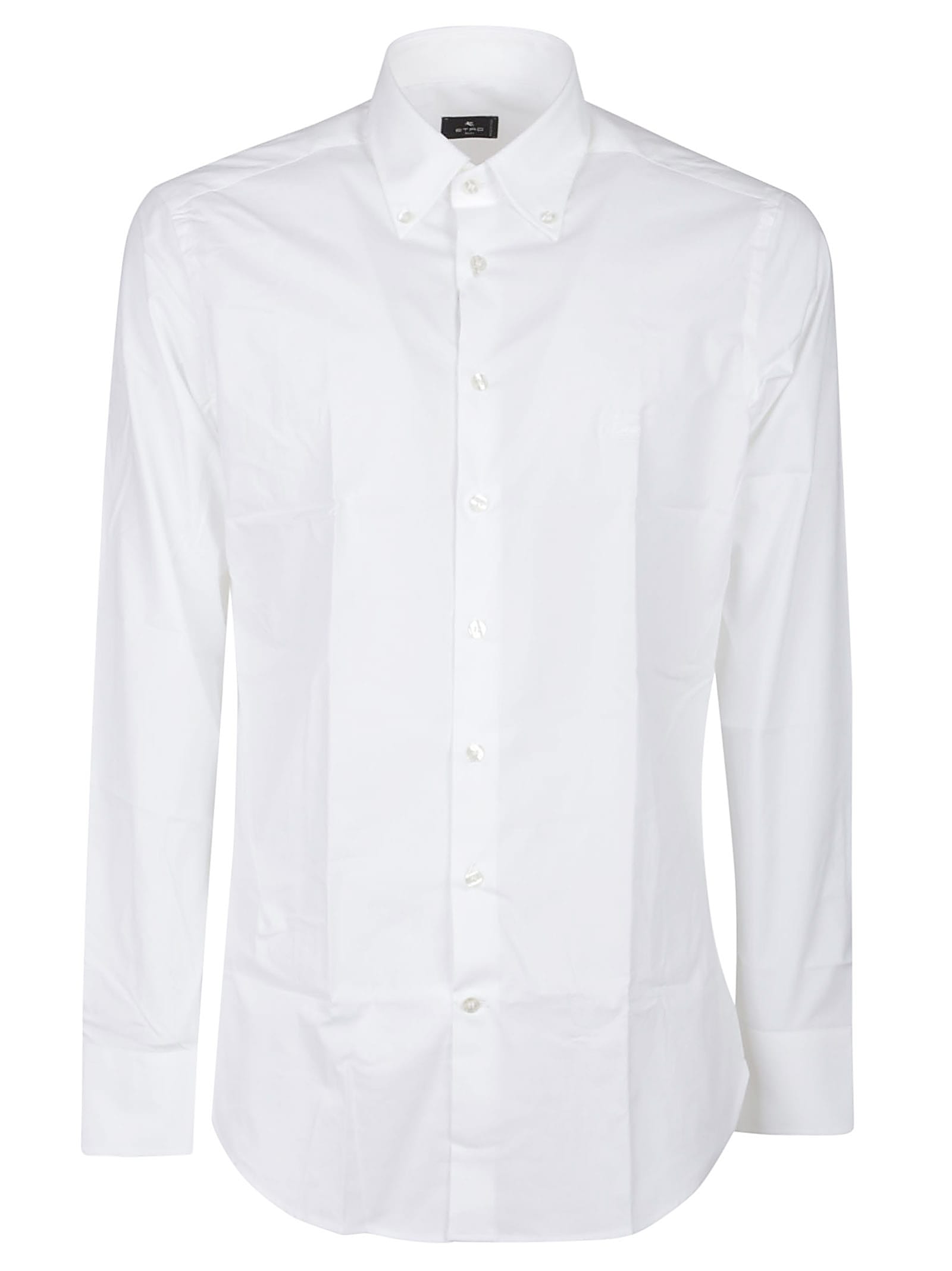 Etro Long Sleeve Fuji Botton Down Logo Shirt In White