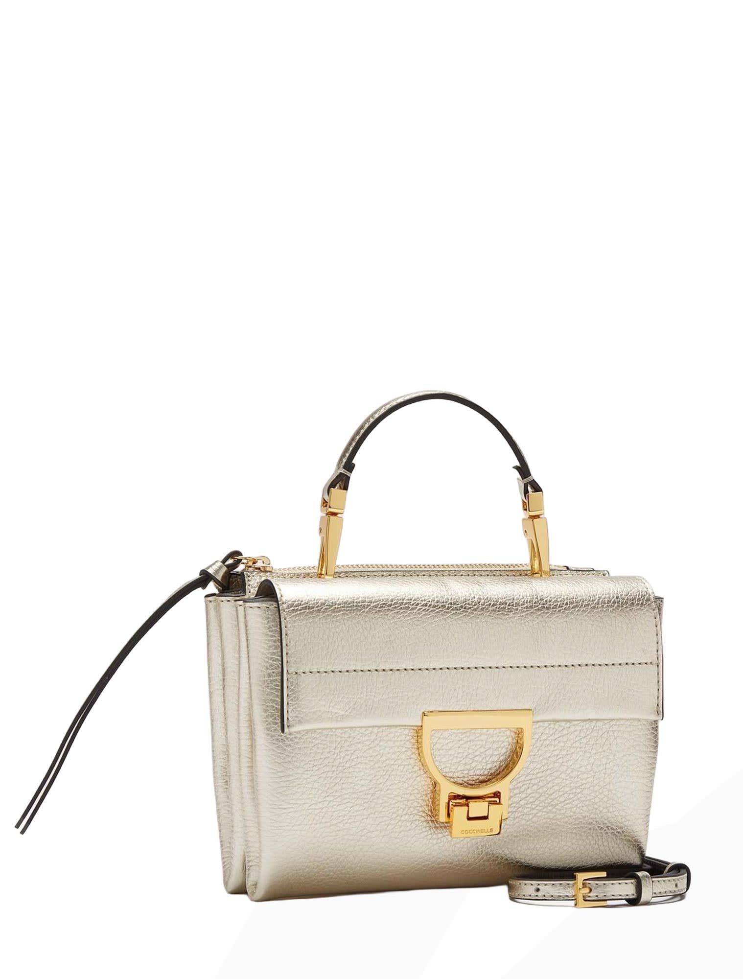 Shop Coccinelle Arlettis Handbag In Pale Gold