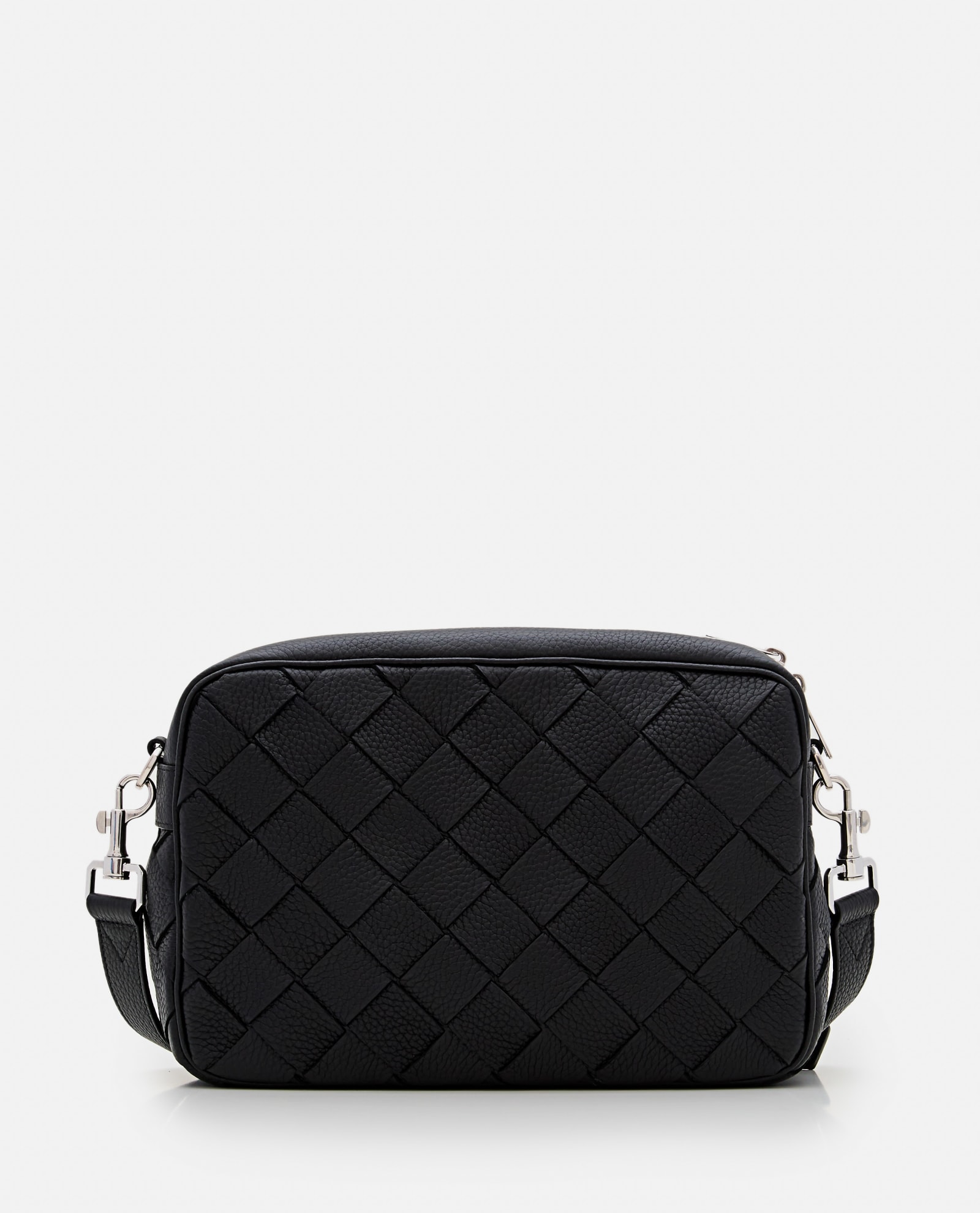 Shop Bottega Veneta Camera Bag Intrecciato Medium In Black