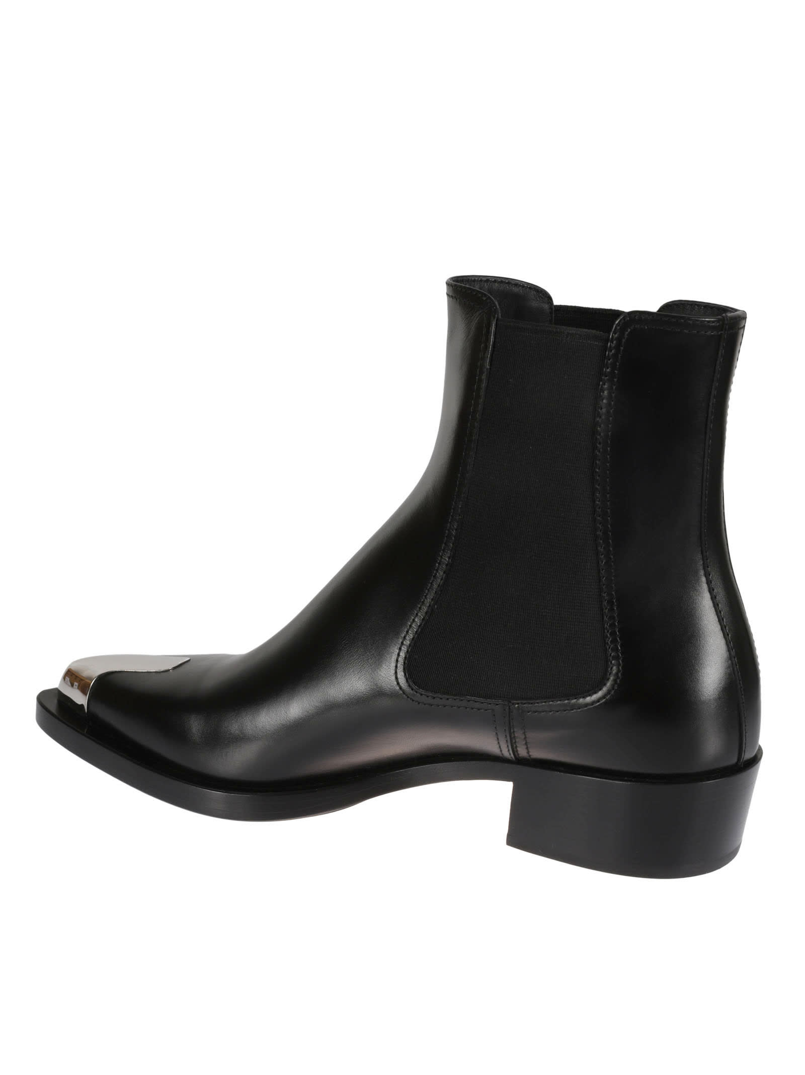 Shop Alexander Mcqueen Metallic Toe Boots In Black/silver