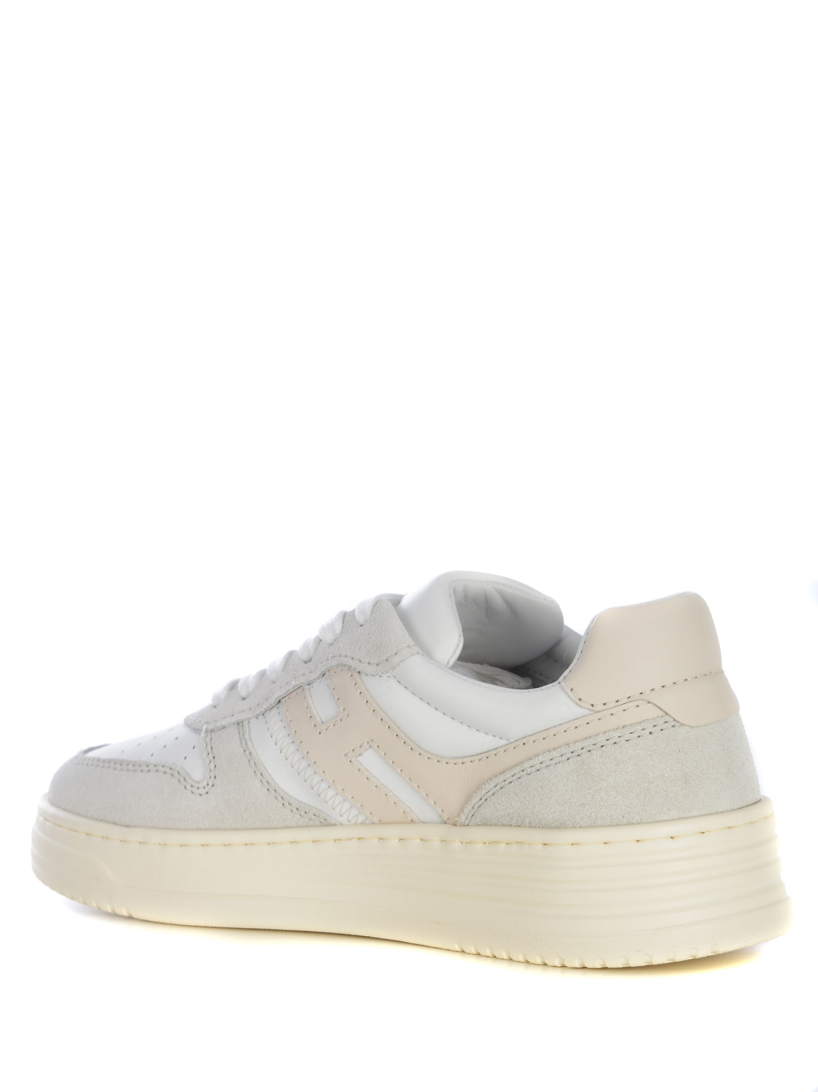 Shop Hogan Sneakers  H630 Made Of Leather In Bianco Grigio