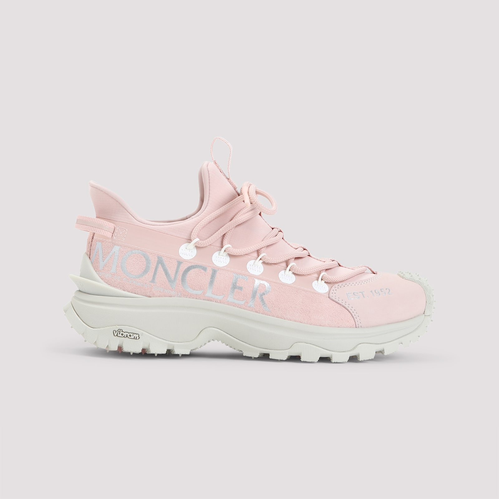 Moncler Trailgrip Lite2 Sneakers With Rugged Sole And Distinctive Logo In Pastel Pink